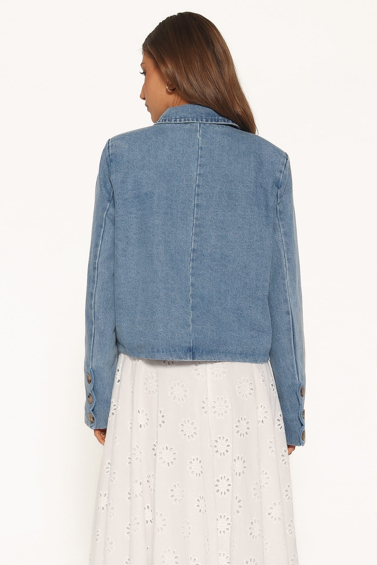 Heidi Scallop Trim Denim Jacket in Medium Wash – view 4 of 6