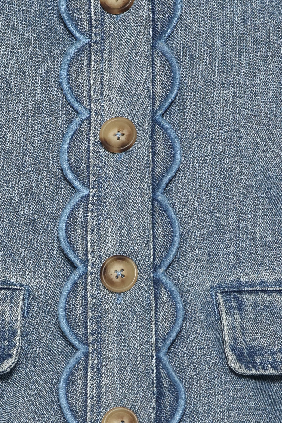Heidi Scallop Trim Denim Jacket in Medium Wash – view 6 of 6