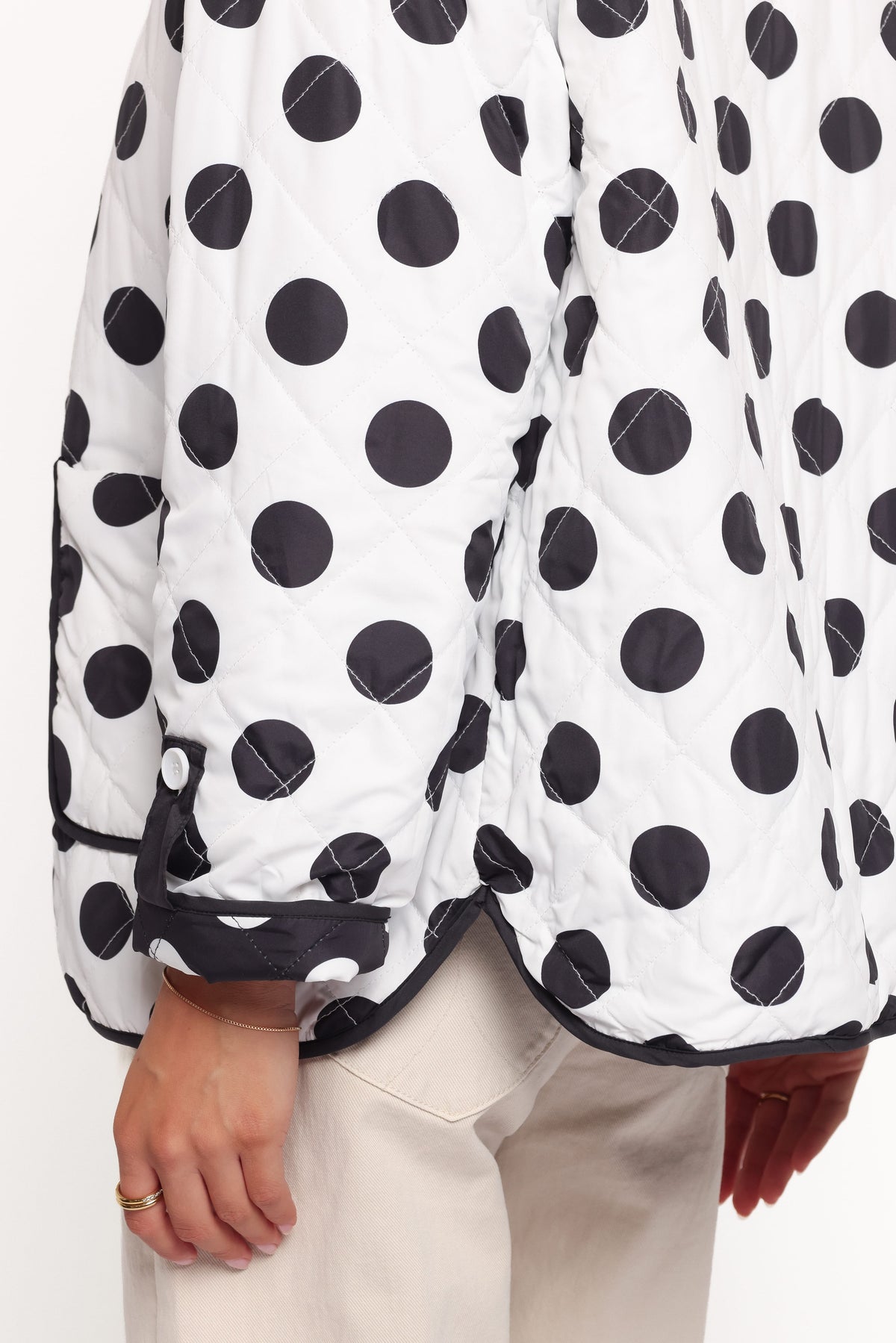 Immy Reversible Puffer Jacket in Black/White Dot – view 8 of 9