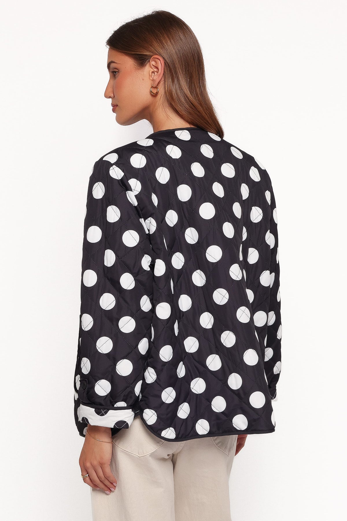 Immy Reversible Puffer Jacket in Black/White Dot – view 5 of 9