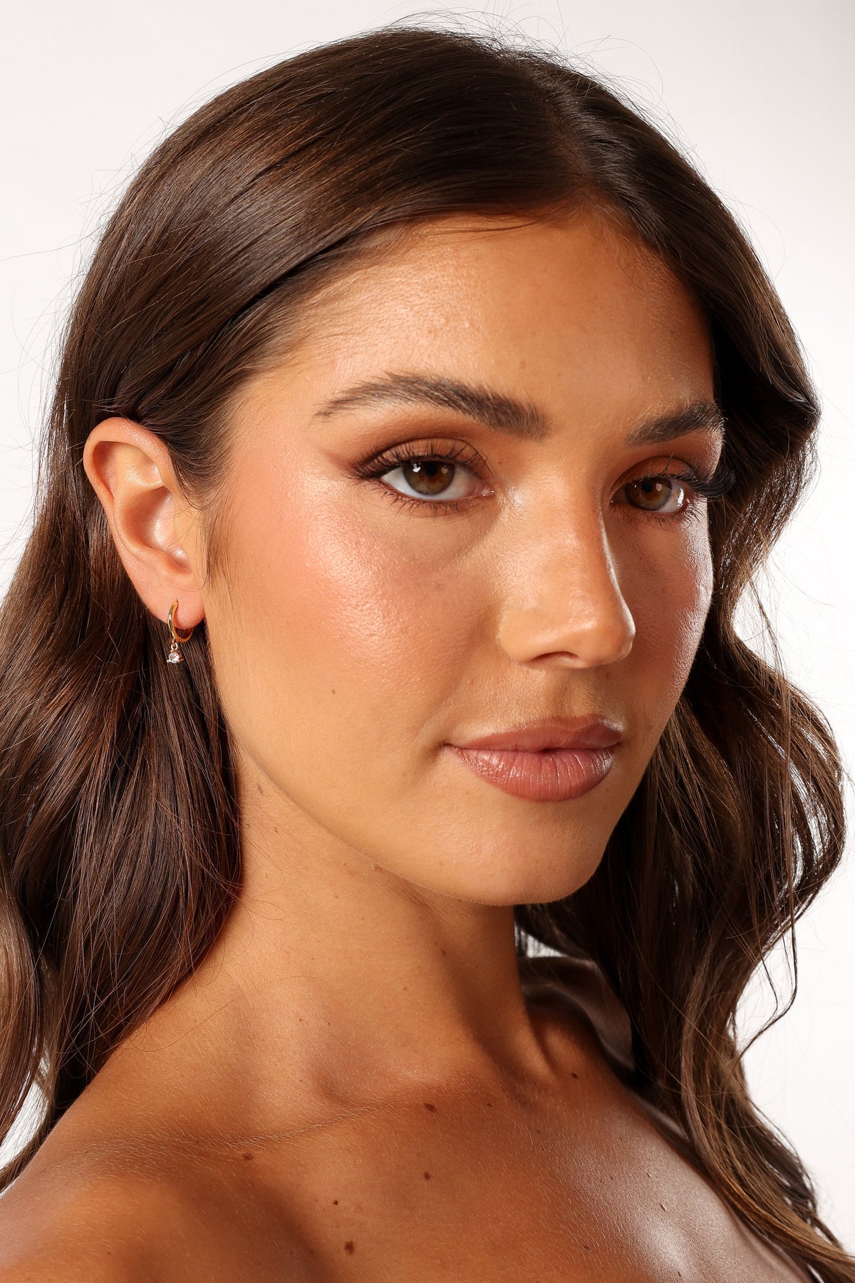 Adley Hoop Rhinestone Earrings in Gold – view 1 of 2