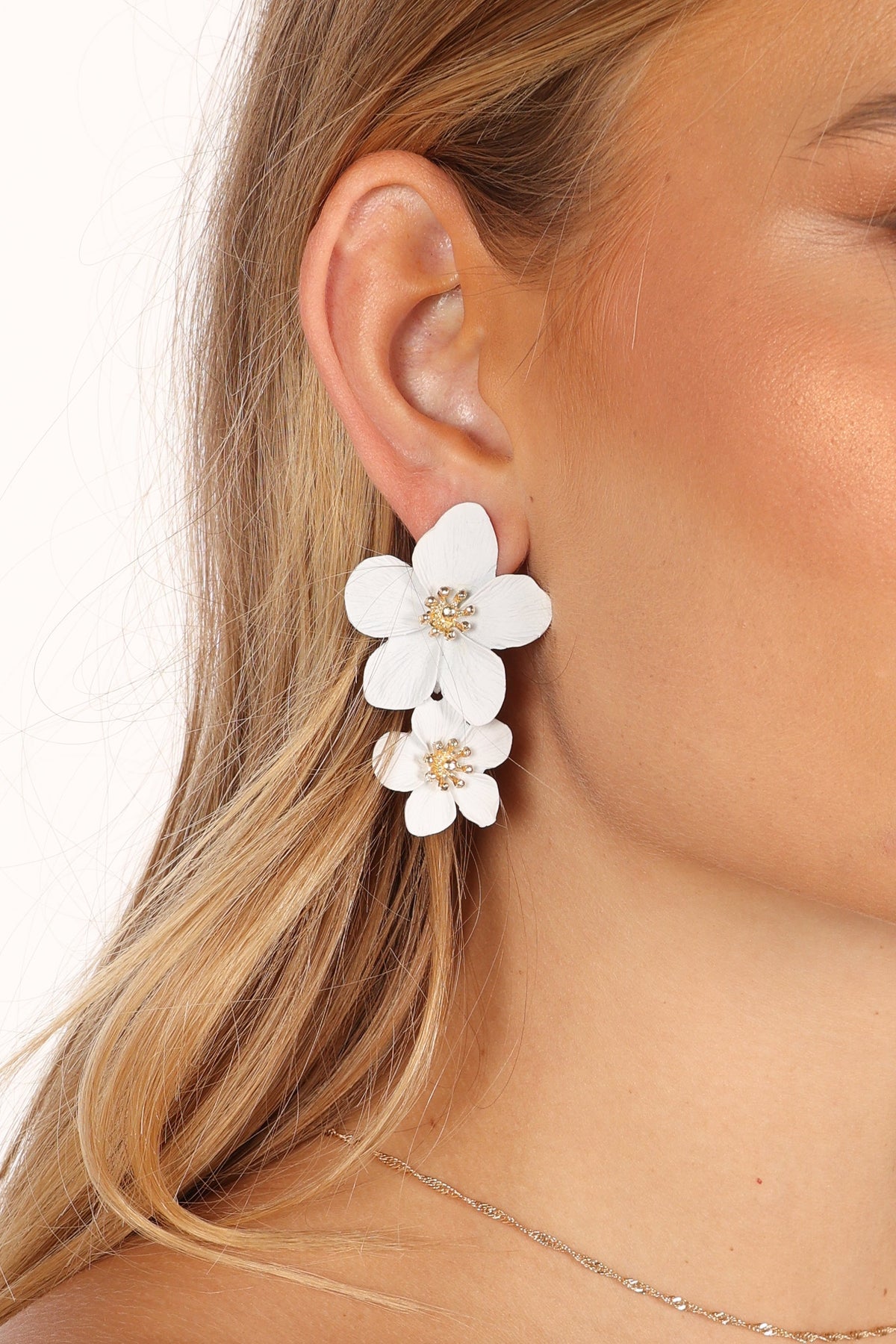 Alexa Flower Earrings in White – view 2 of 3