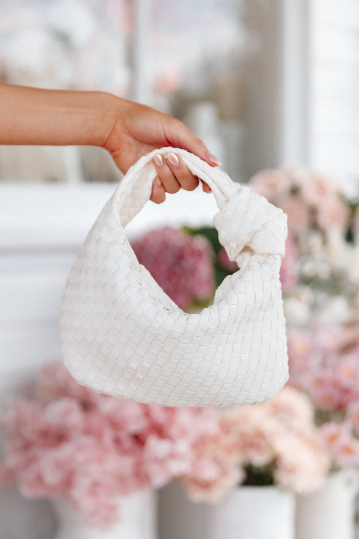 Alma Woven Shoulder Bag in White – view 1 of 4
