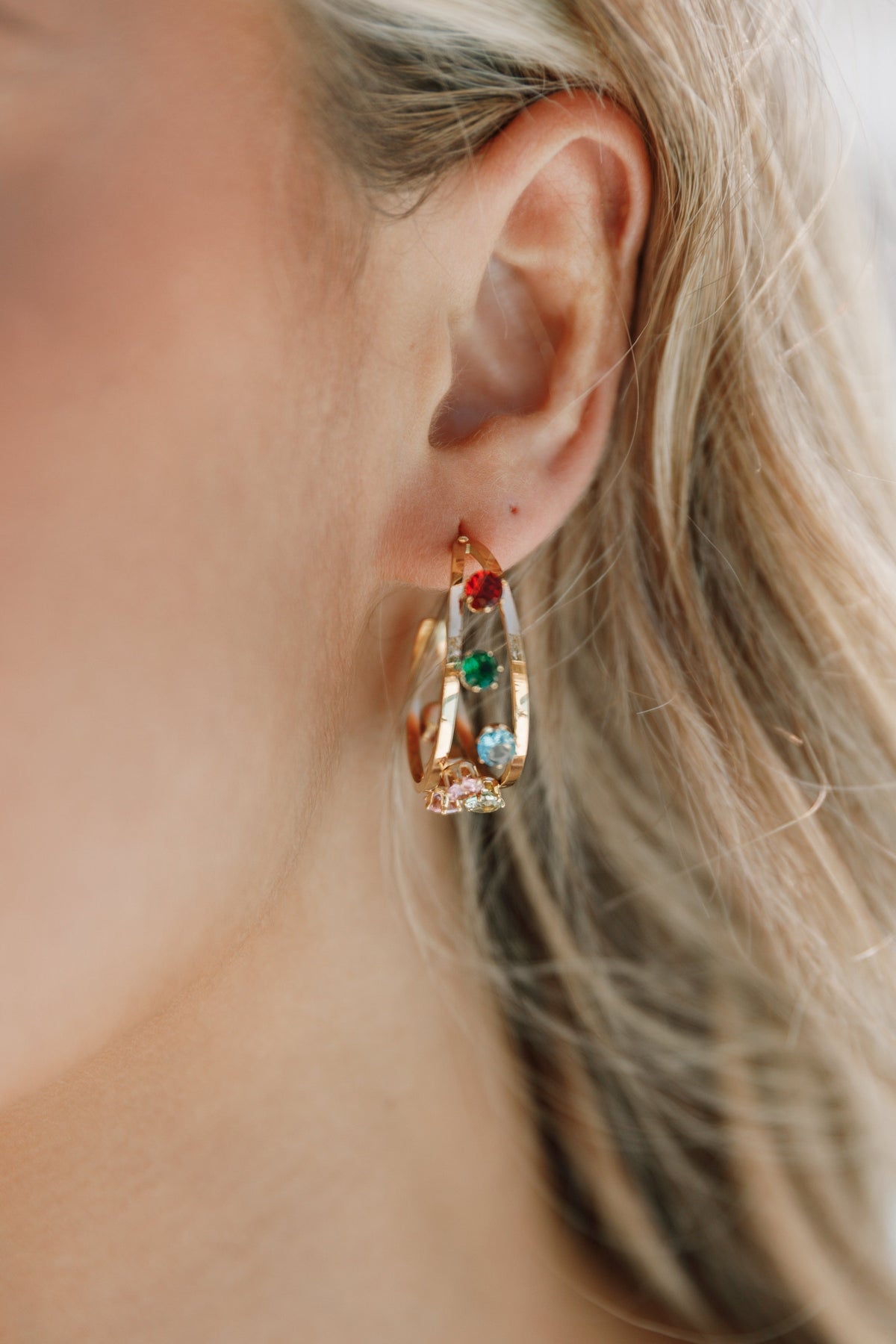 Antigoni Hoop Earrings in Gold/Multi – view 3 of 4