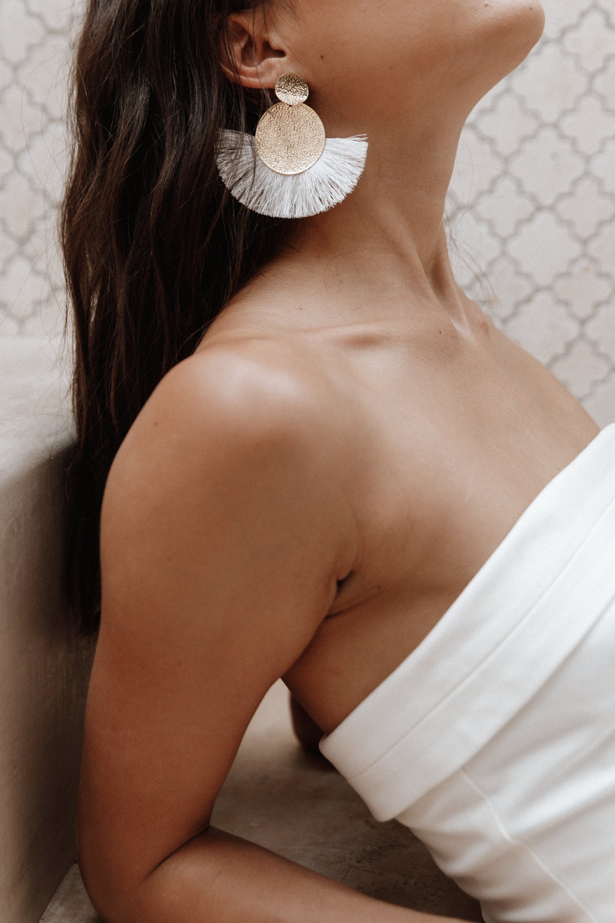 Bahati Tassel Earrings in Gold/White – view 1 of 4