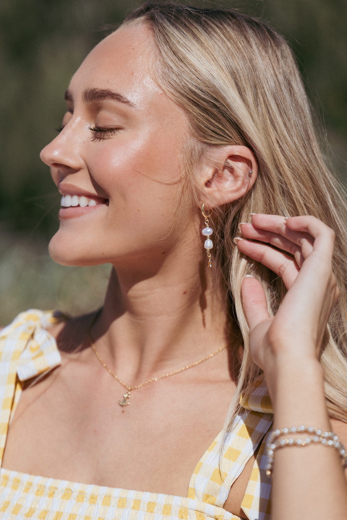 Belize Earrings in Gold/Pearl – view 1 of 4