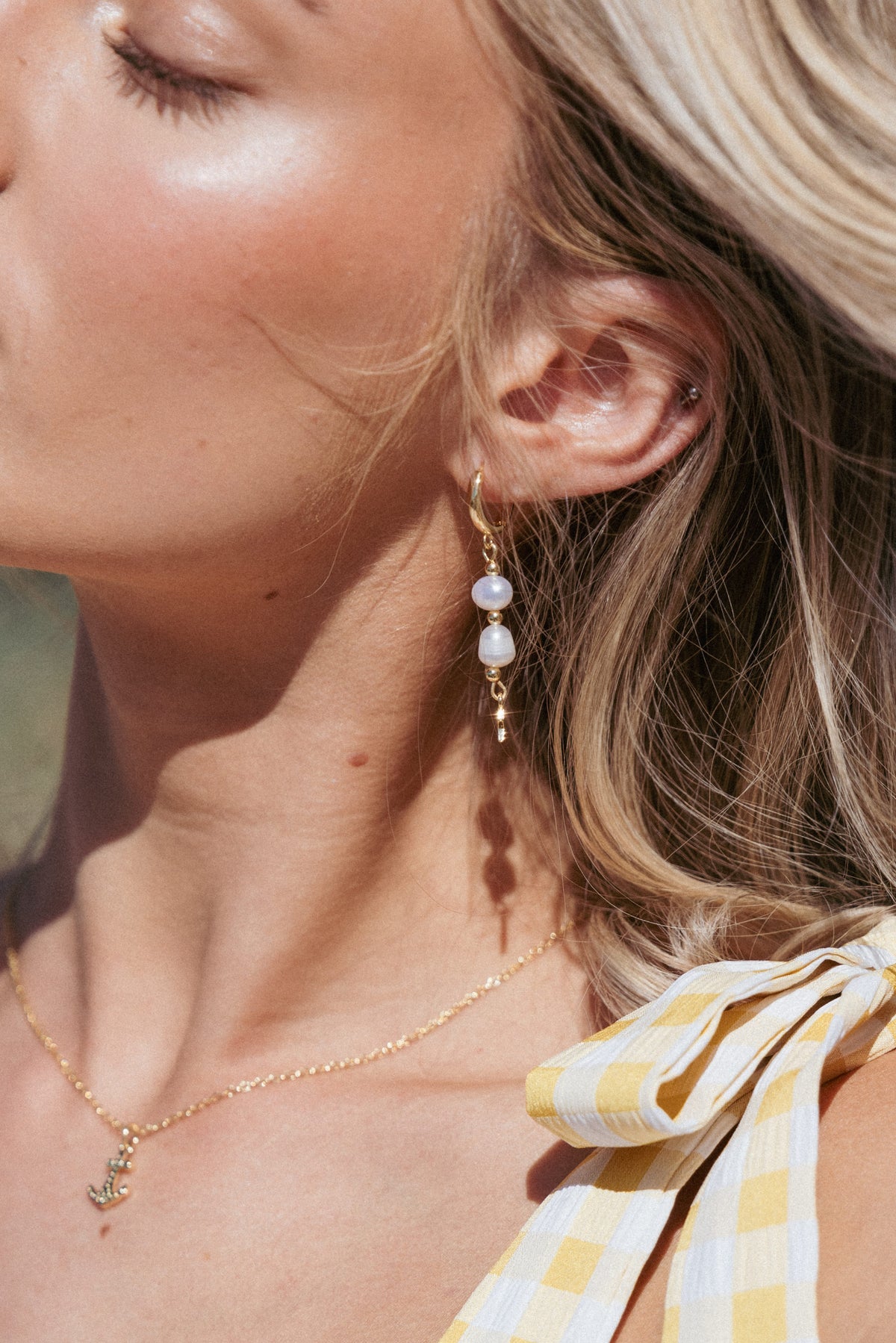 Belize Earrings in Gold/Pearl – view 4 of 4