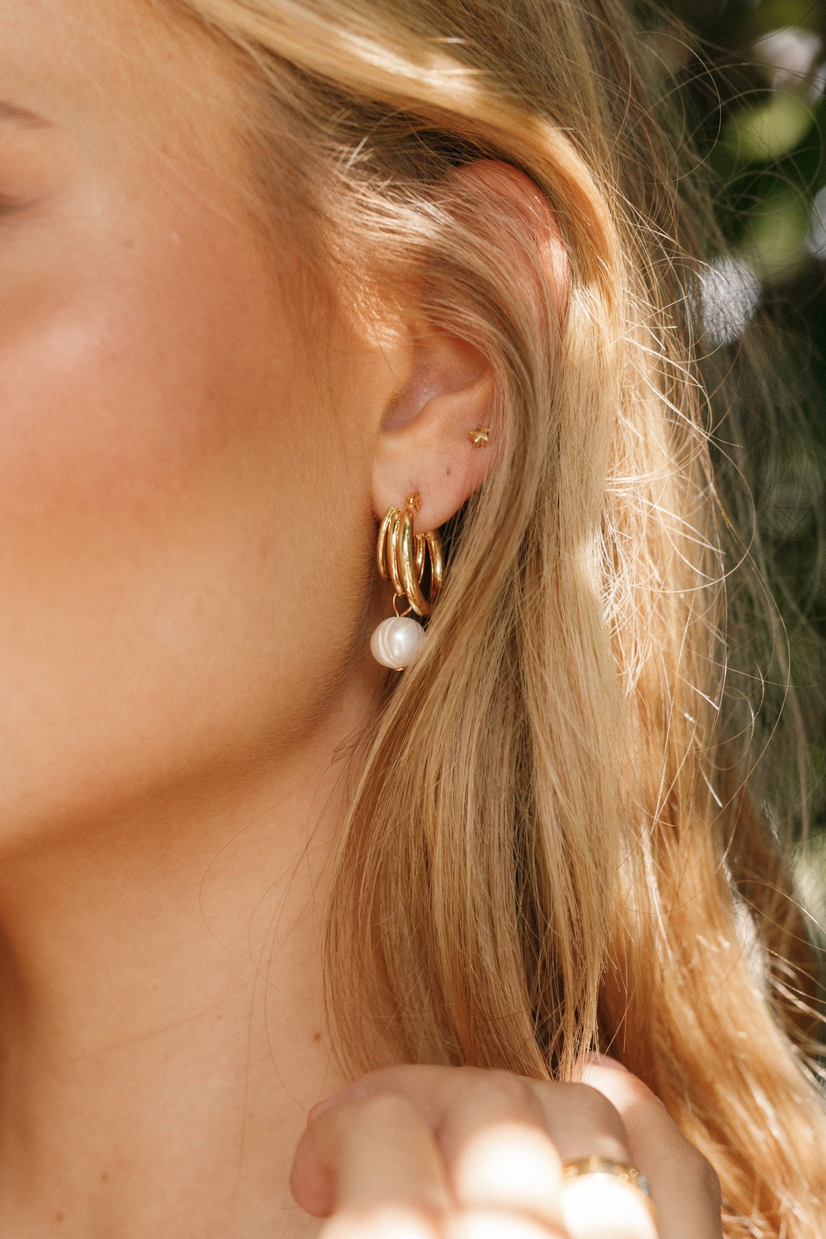 Bernyce Hoop Pear Earrings in Gold – view 1 of 5