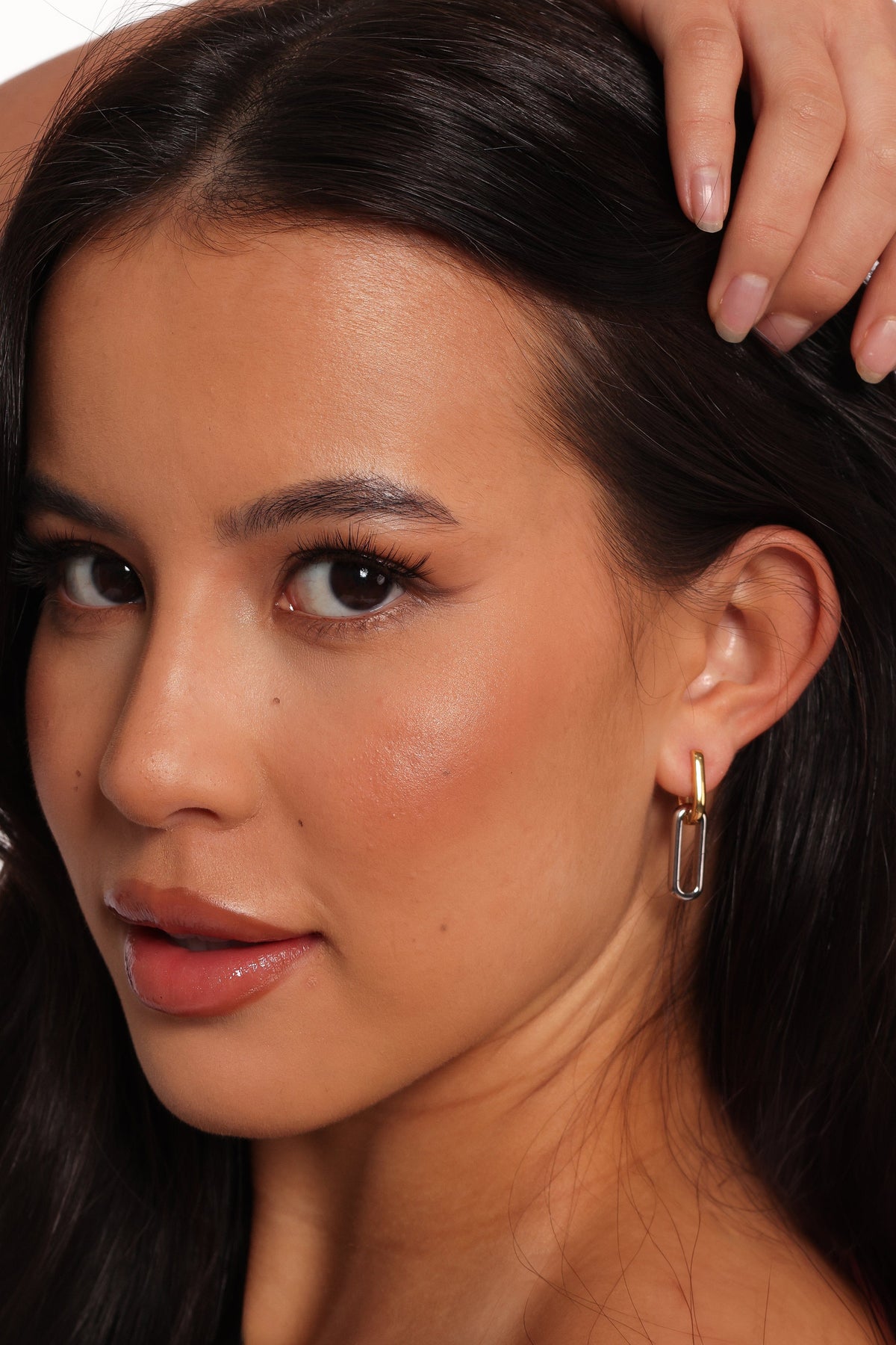 Bronte Chain Earrings in Gold/Silver – view 2 of 2