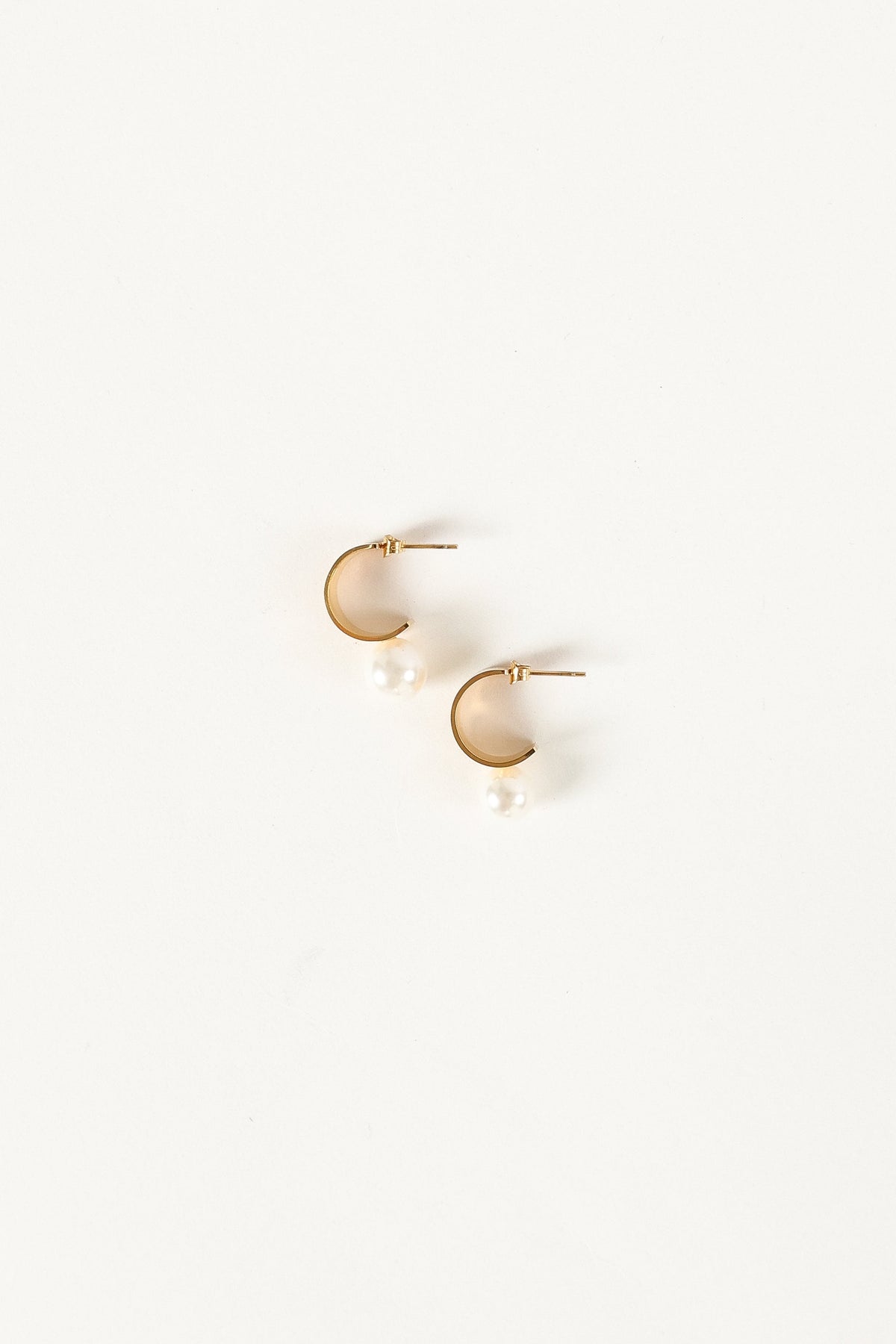 Callie Pearl Hoop Earrings in Gold – view 3 of 3
