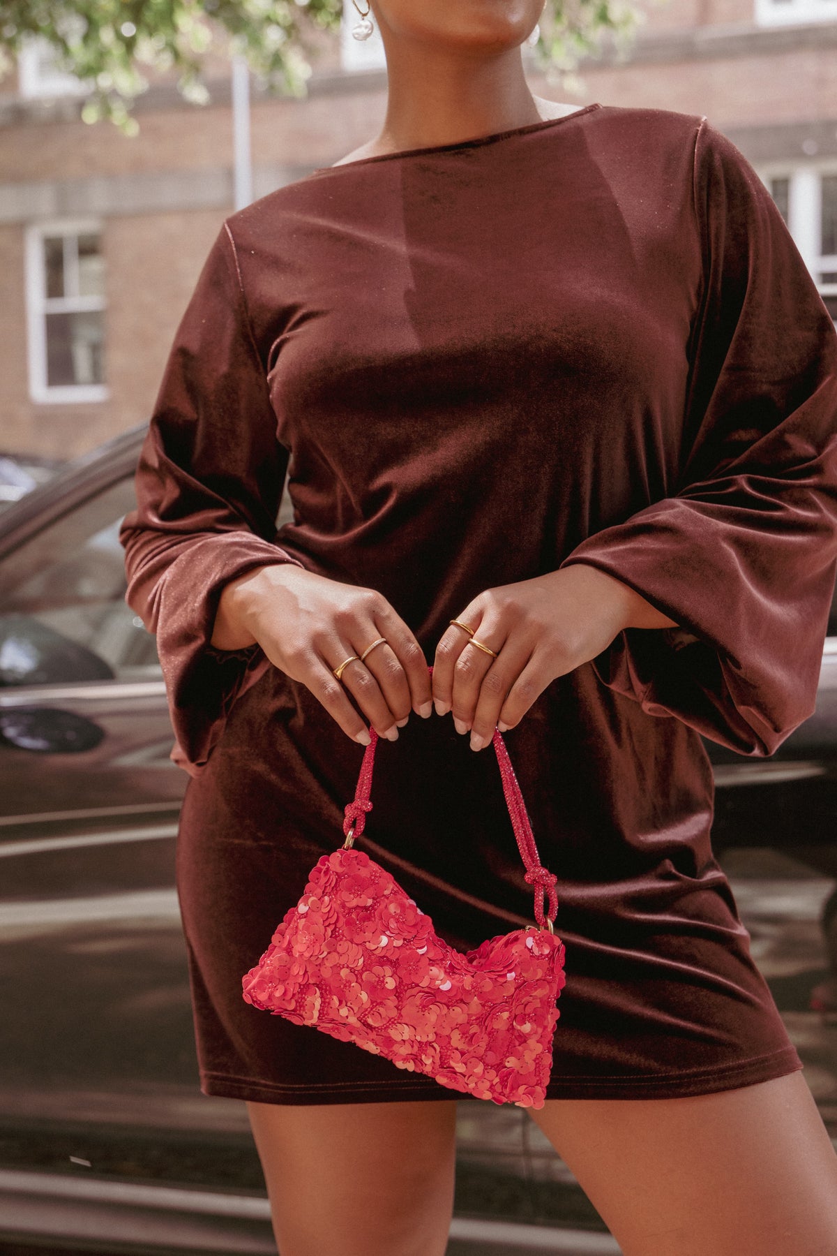 Eliza Sequin Bag in Red – view 1 of 2
