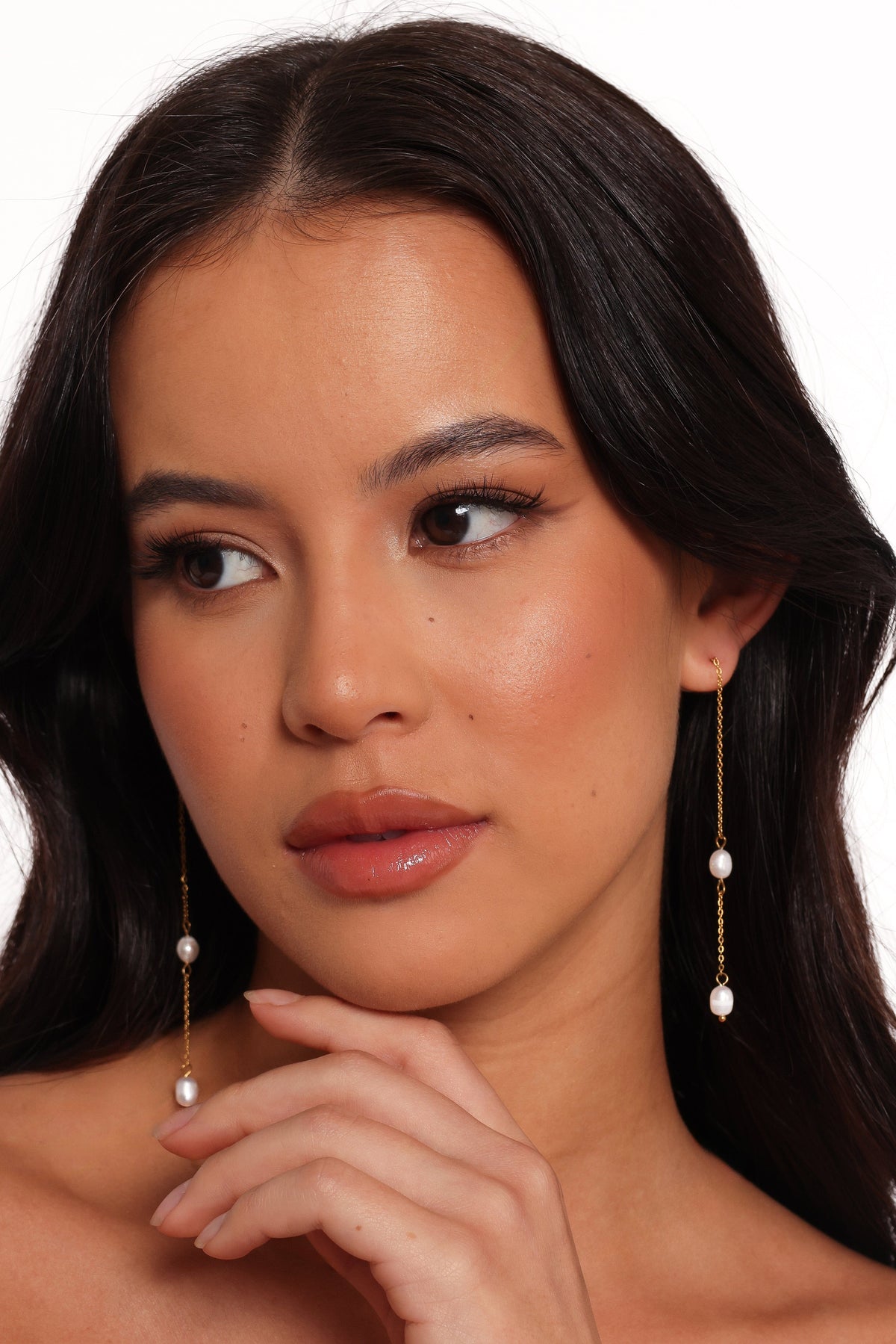 Este Pearl Drop Earrings in Gold – view 2 of 2