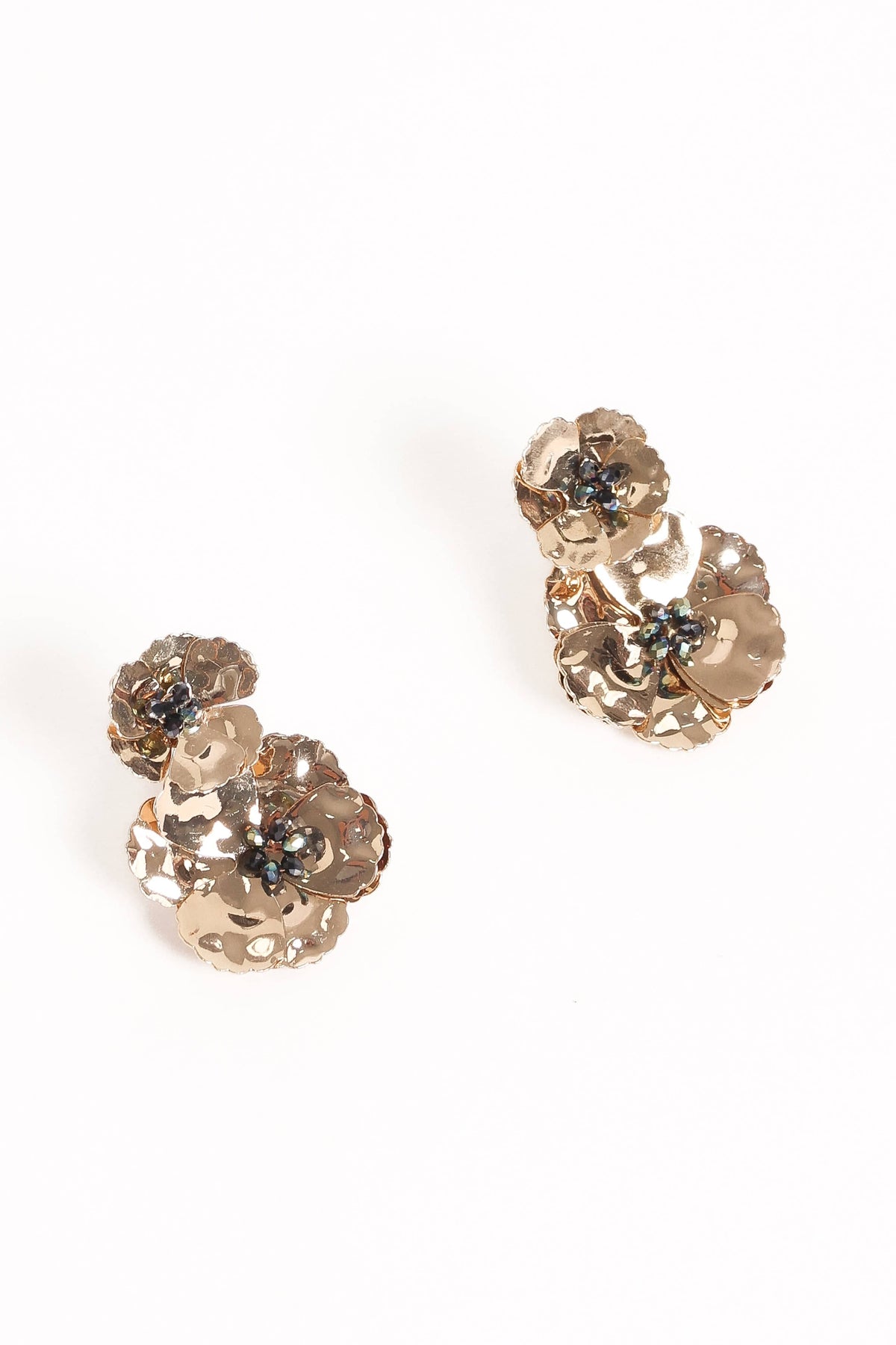 Evelina Flower Earrings in Gold – view 2 of 2