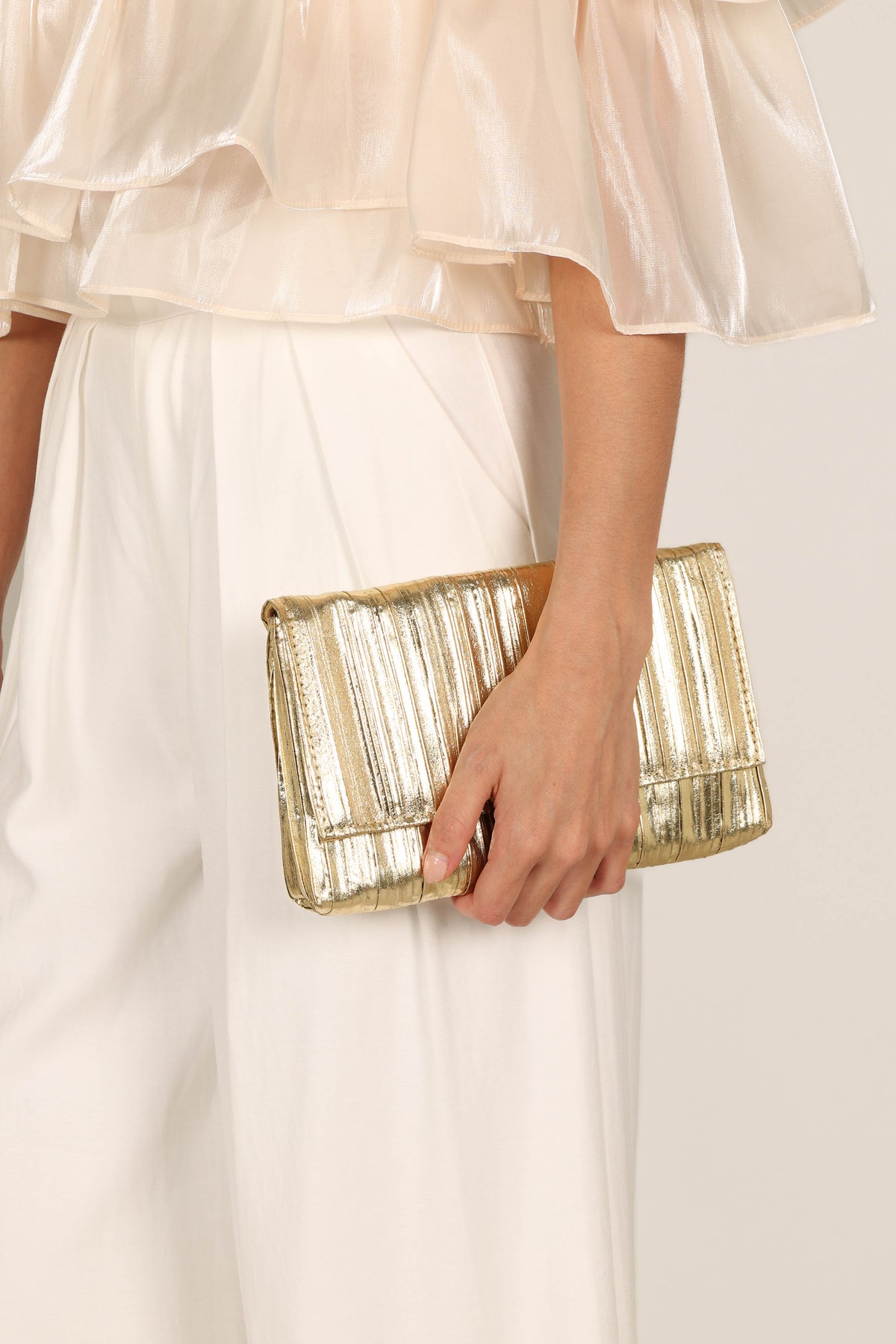 Gemma Ruched Clutch in Gold – view 3 of 4