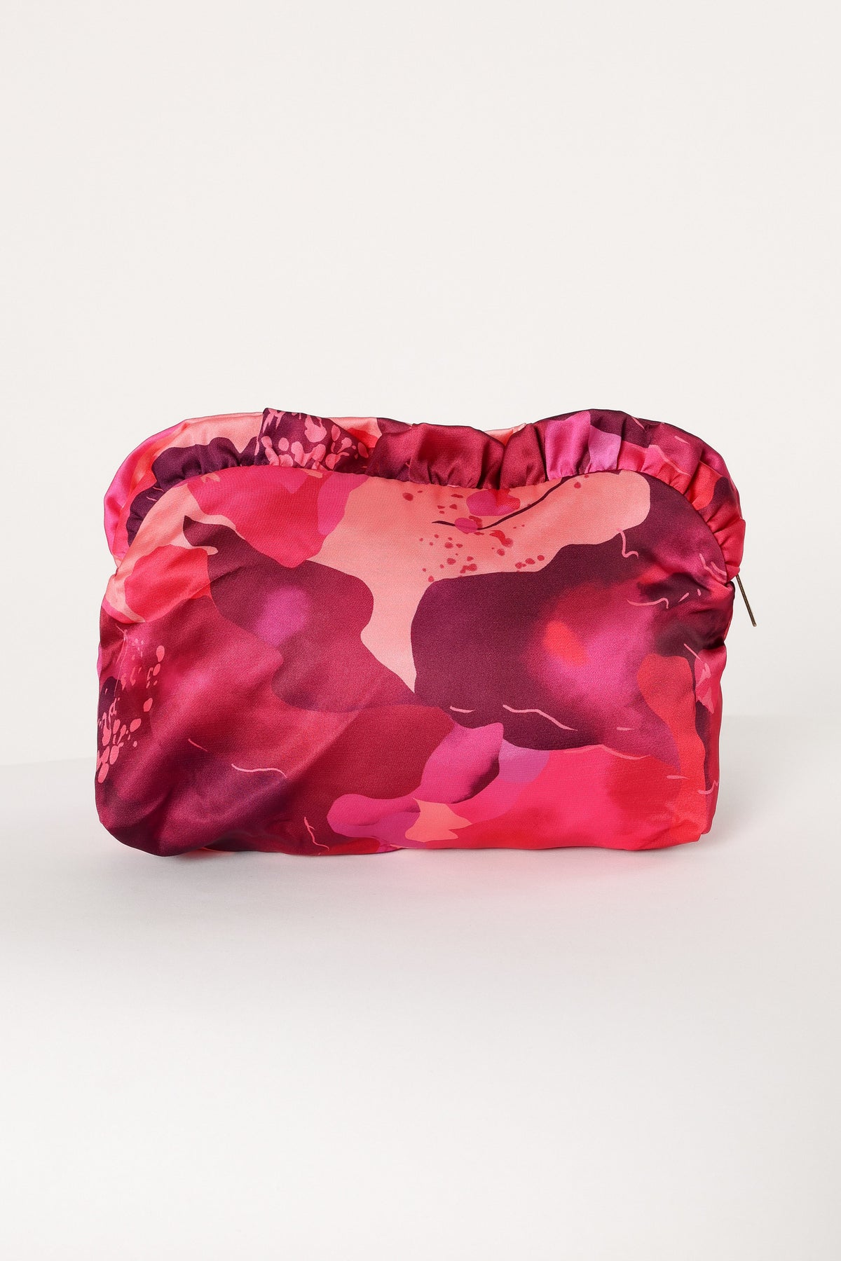 Large Satin Floral Ruffle Pouch in Floral – view 2 of 4