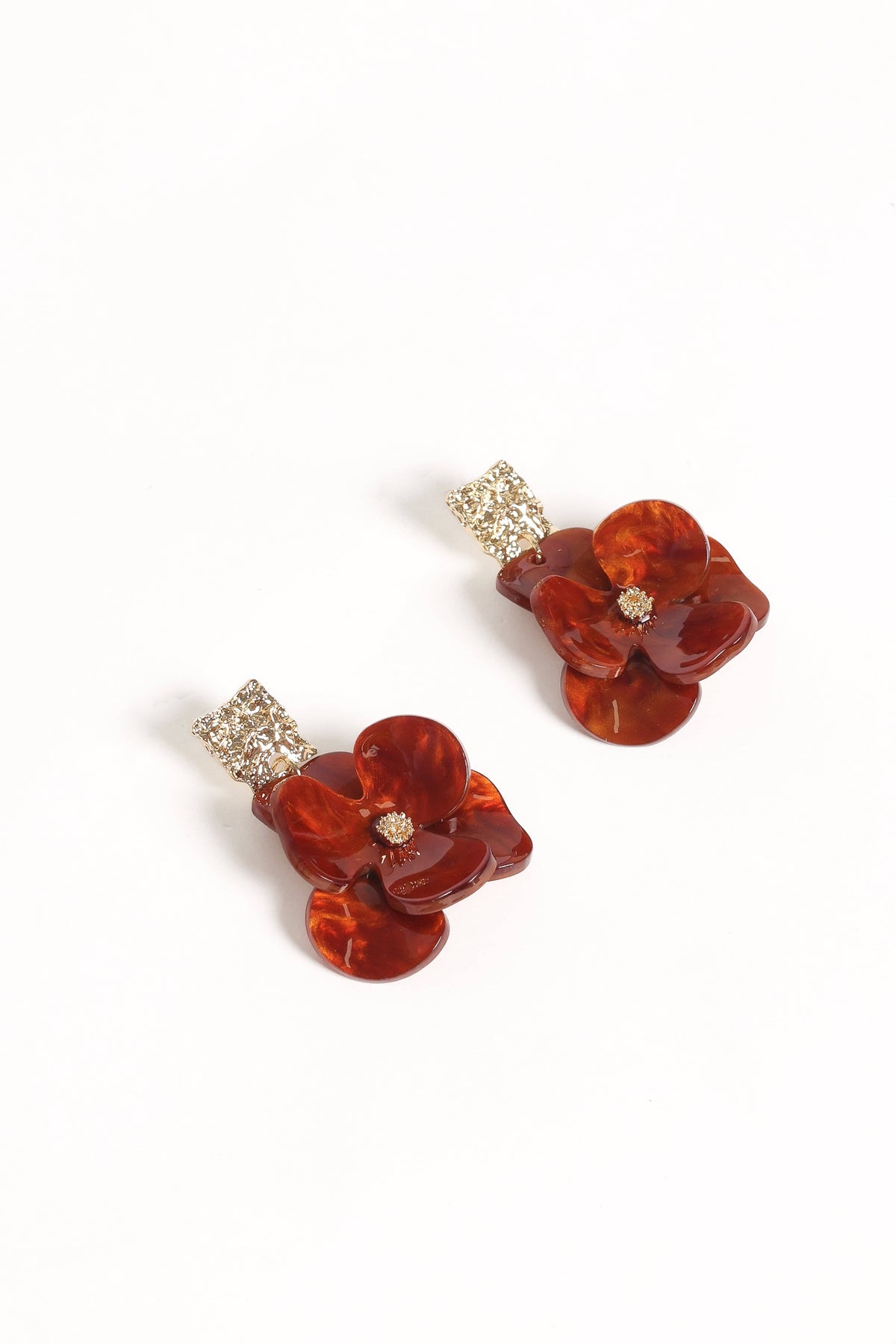 Lennon Flower Earrings in Gold/Brown – view 2 of 2
