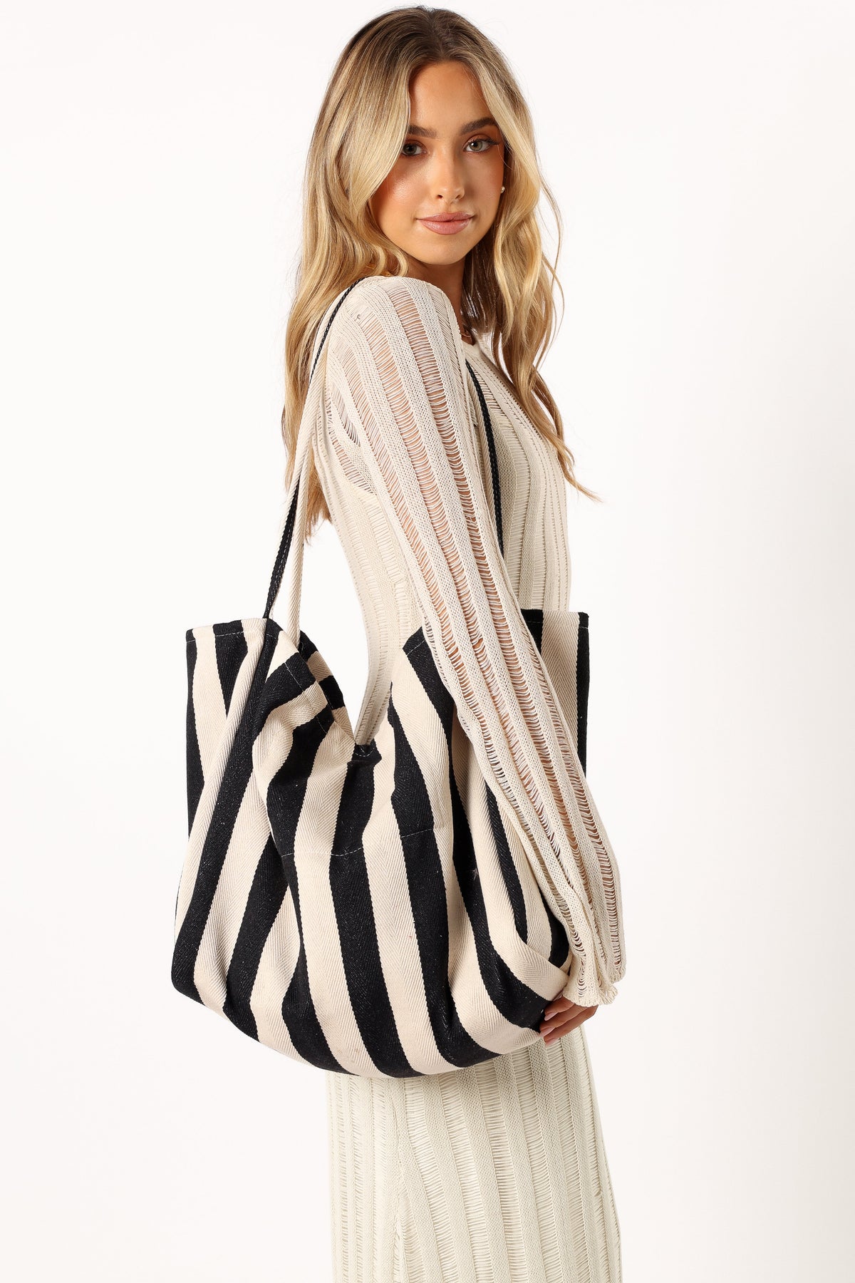 Lydia Beach Bag in Black Stripe – view 5 of 6