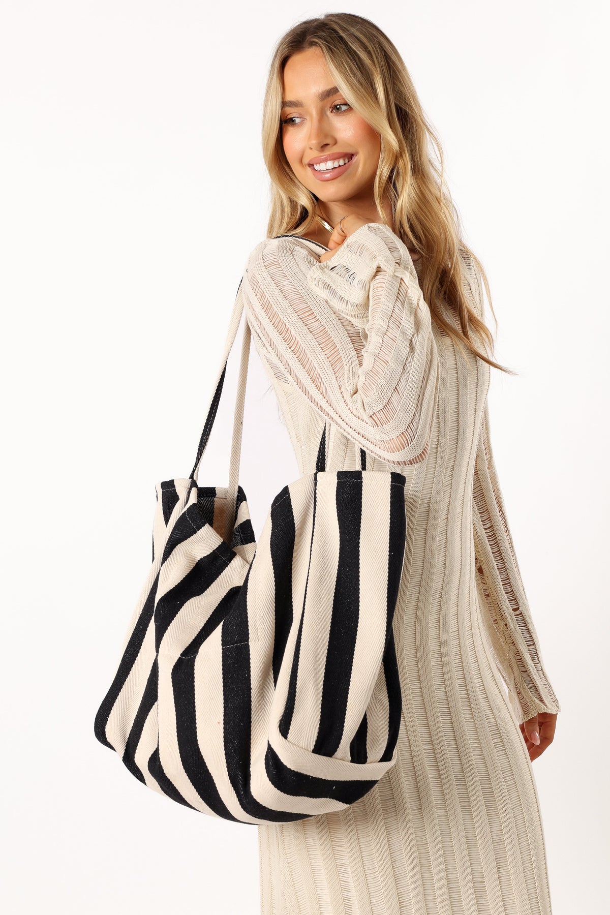 Lydia Beach Bag in Black Stripe – view 4 of 6