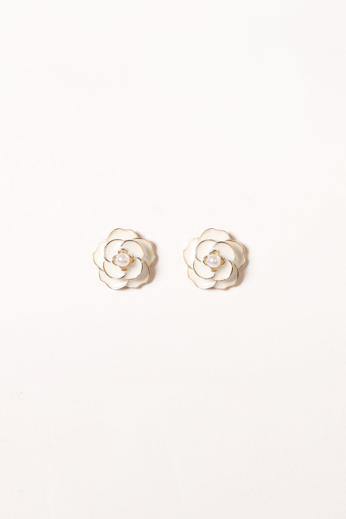 Reina Flower Earrings in Gold White – view 1 of 2