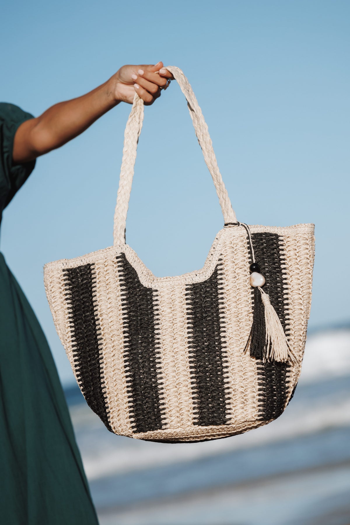 Sherrie Tote Bag in Beige/Black – view 1 of 3