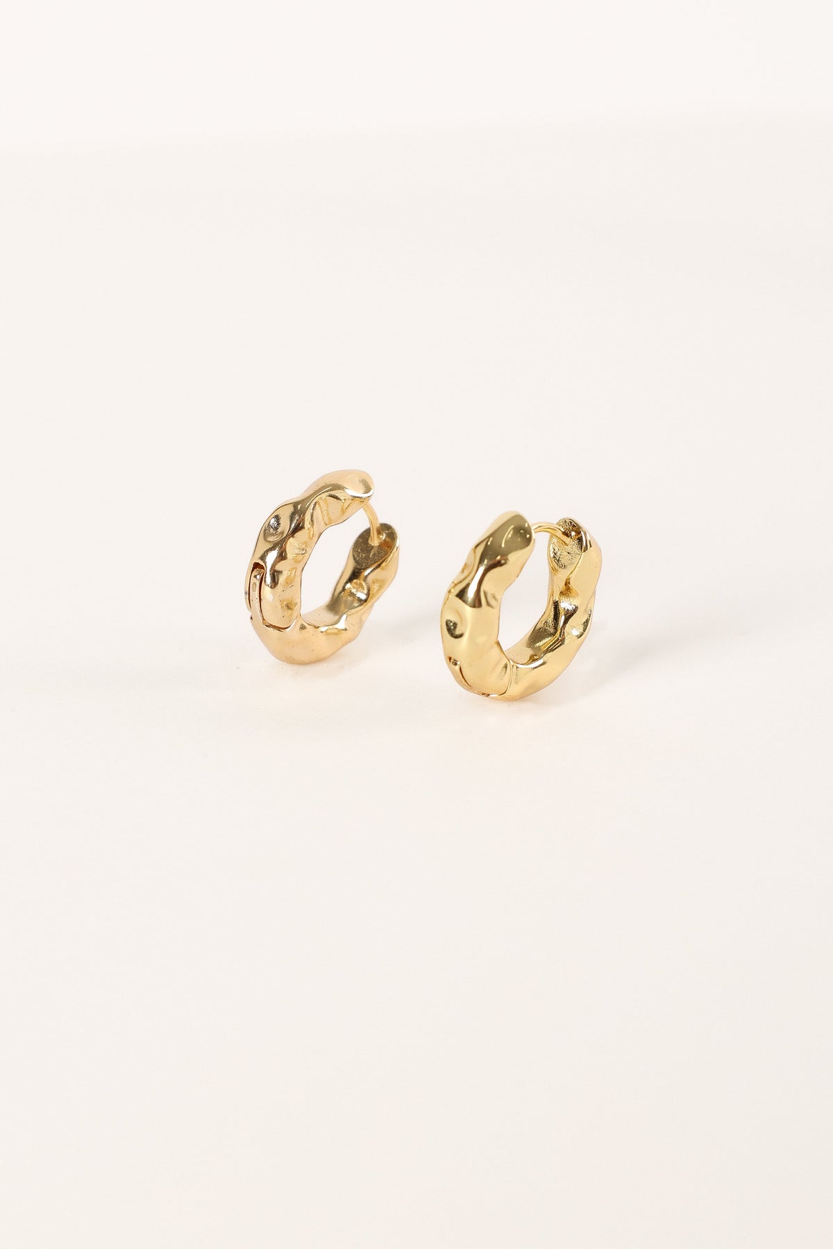 Simone Textured Hoop Earrings in Gold – view 1 of 2