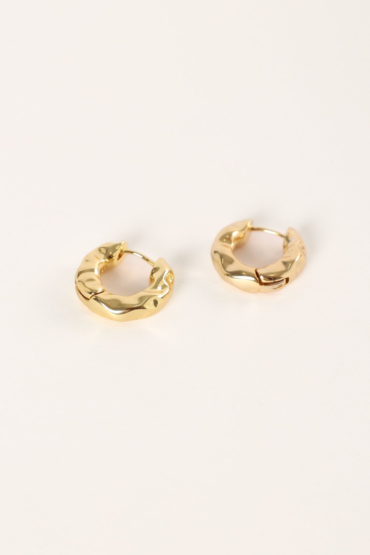 Simone Textured Hoop Earrings in Gold – view 2 of 2