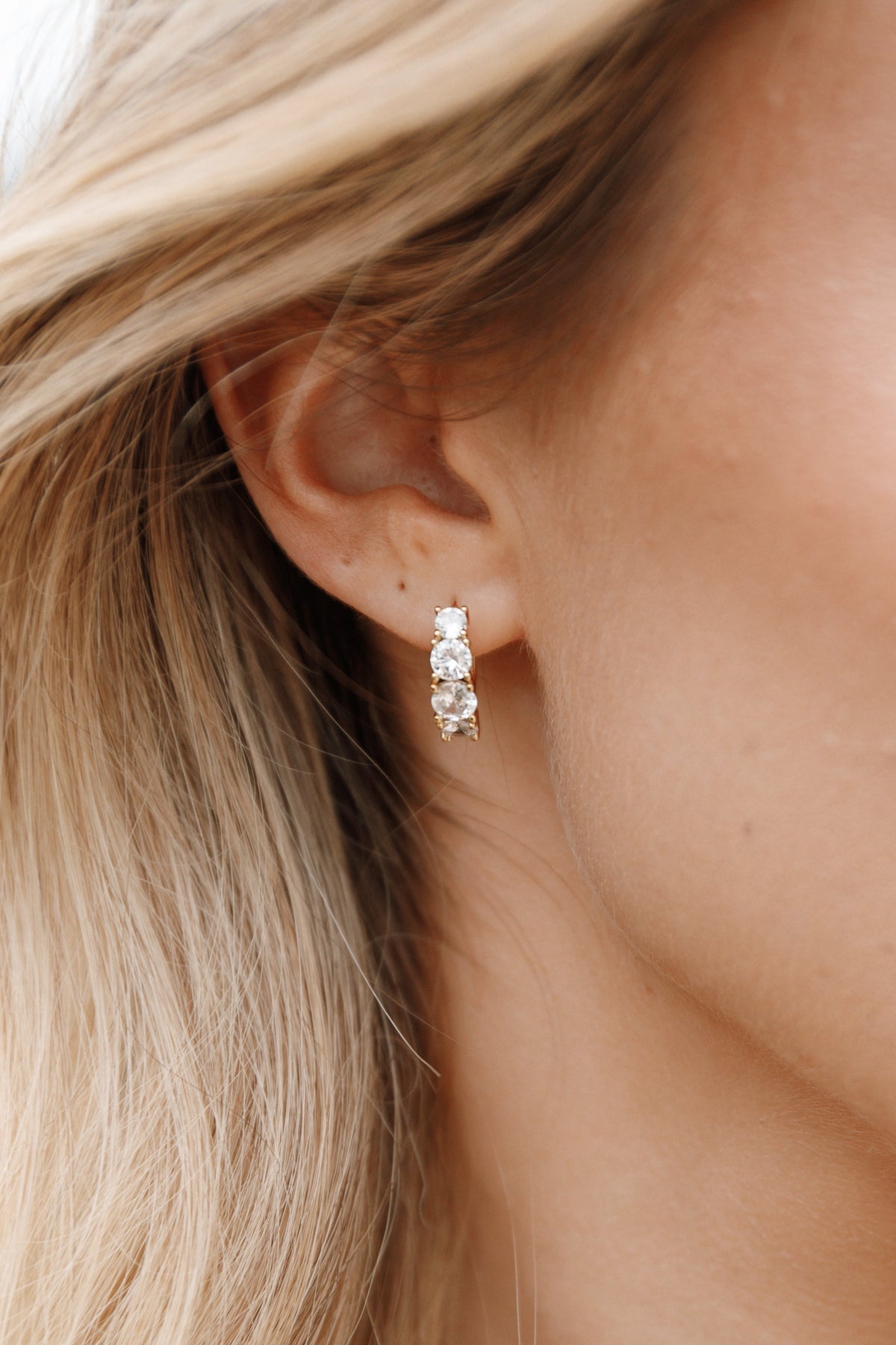 Solstice Stone Hoop Earrings in Gold – view 1 of 2