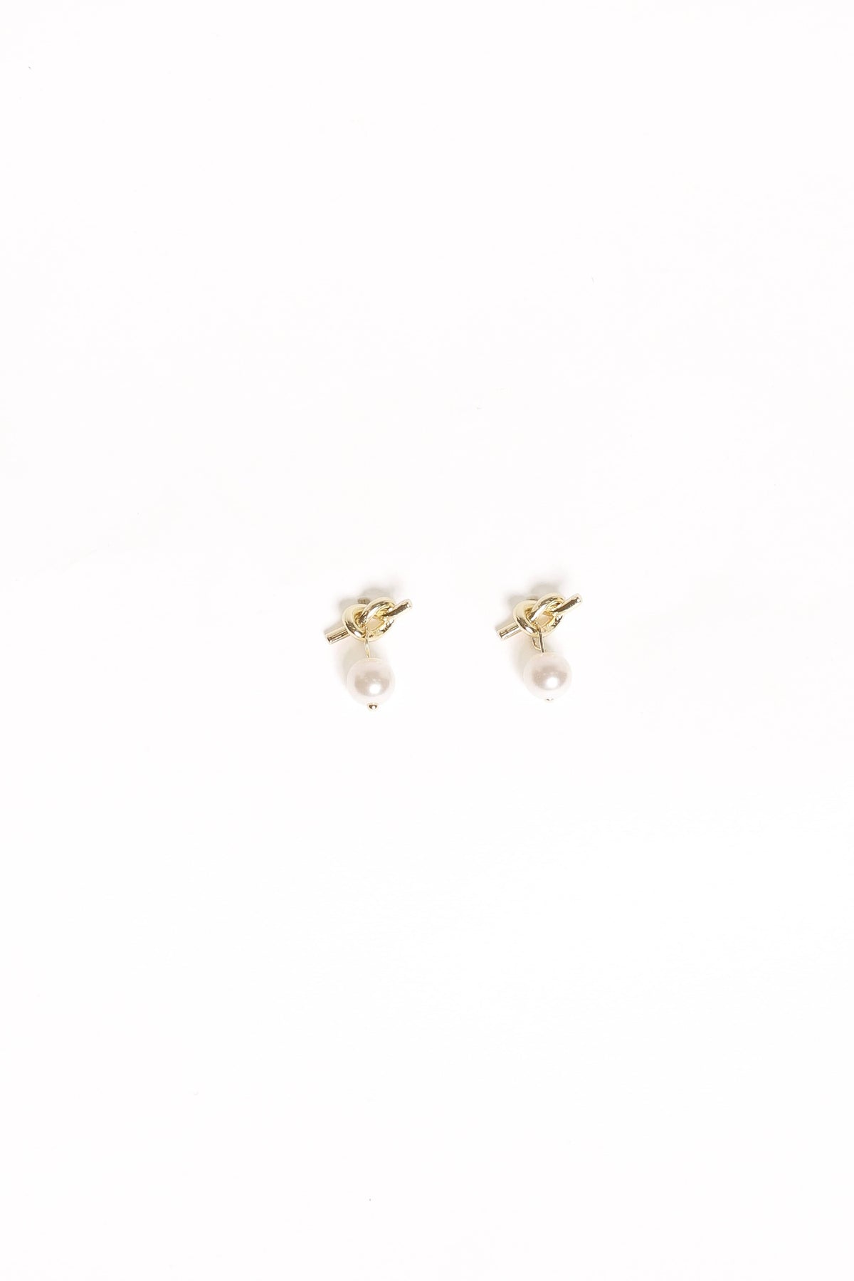 Valentina Knot Earrings in Gold/Pearl – view 2 of 3