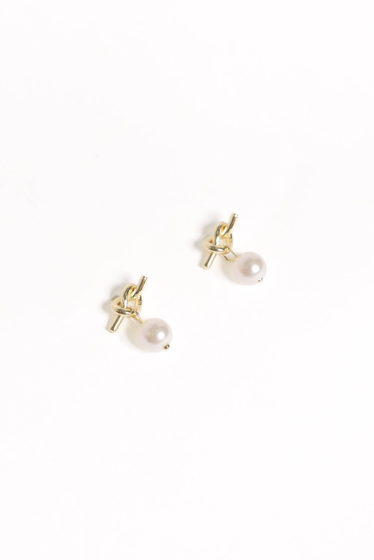 Valentina Knot Earrings in Gold/Pearl – view 3 of 3