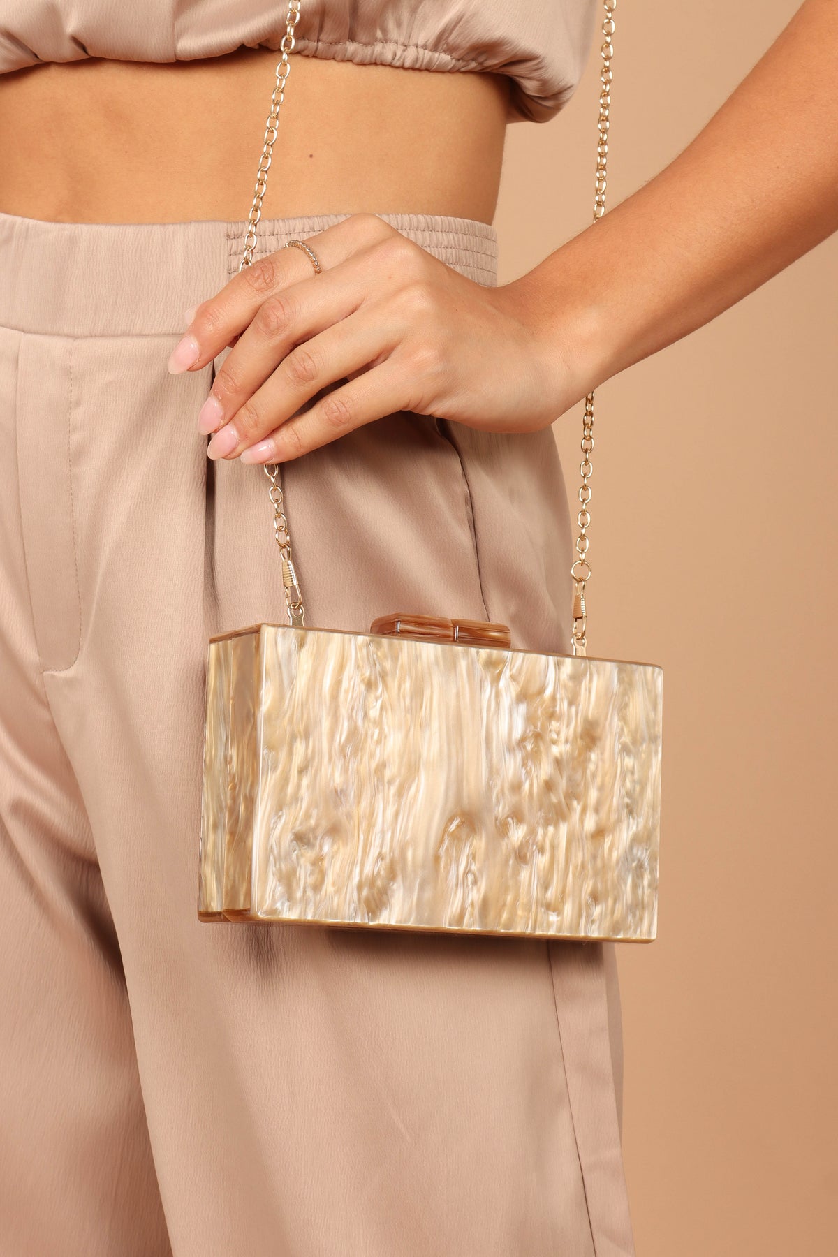 Vixxie Resin Clutch in Beige Pearl – view 1 of 3