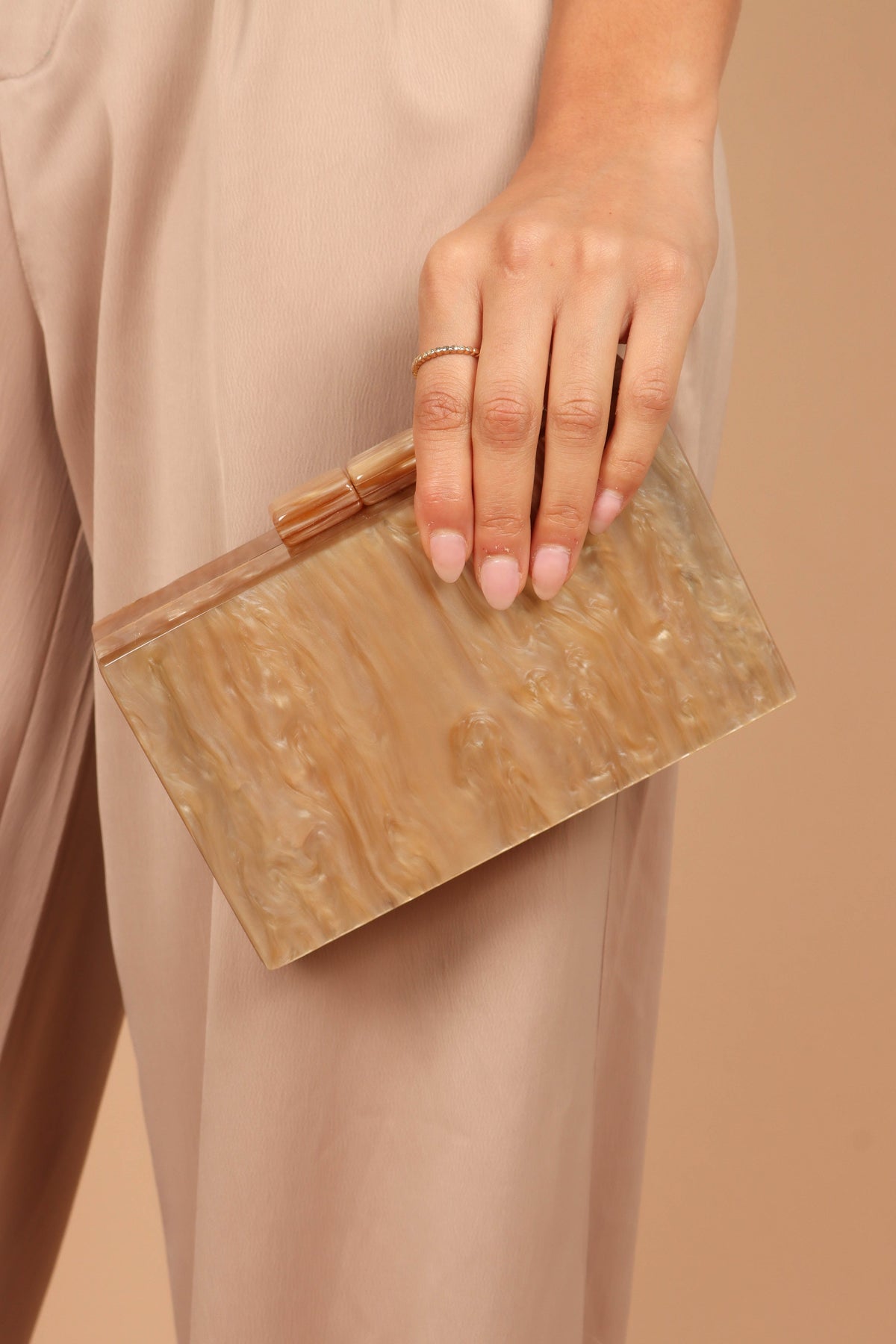 Vixxie Resin Clutch in Beige Pearl – view 2 of 3
