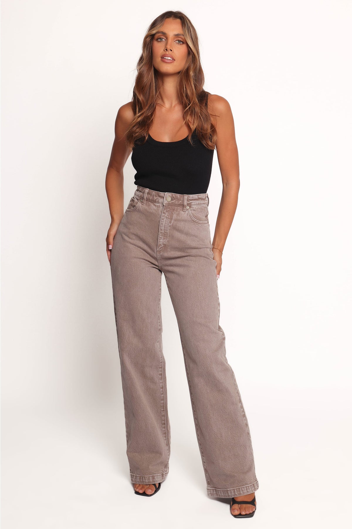 Abrand 94 High Wide Jeans in Mushroom – view 1 of 7