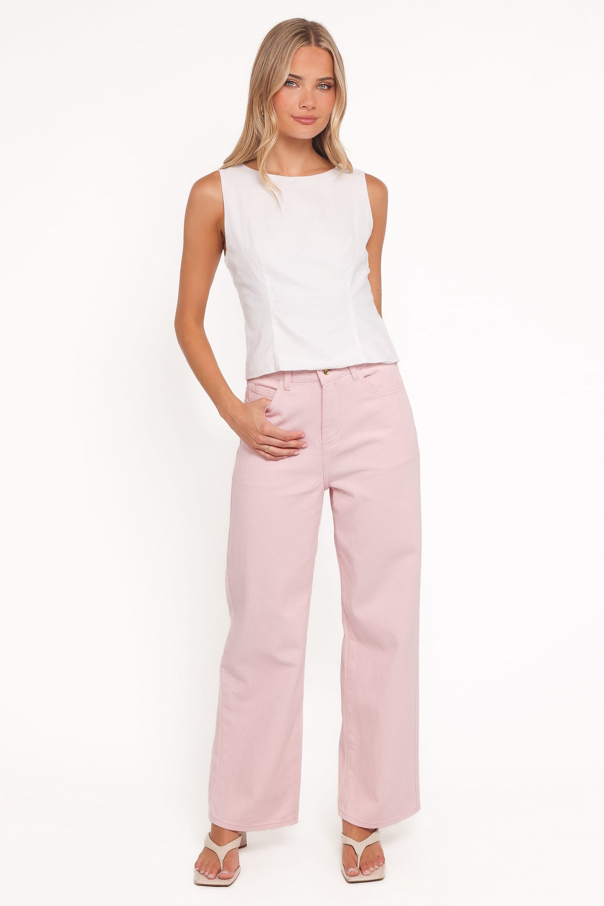 Ailis Wide Leg Jean in Dusty Pink – view 2 of 7