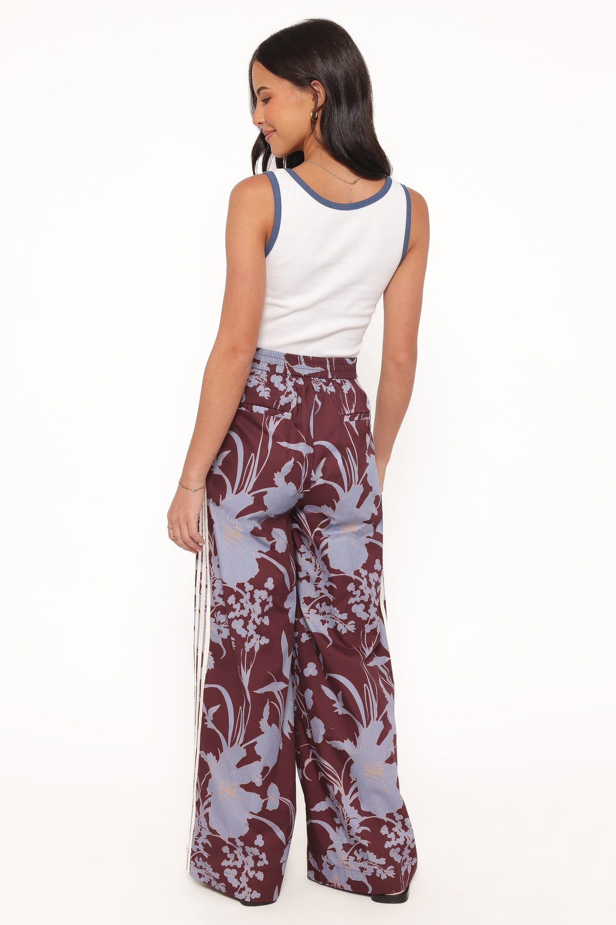 Aine Wide Leg Tailored Pant in Burgundy Floral – view 5 of 8