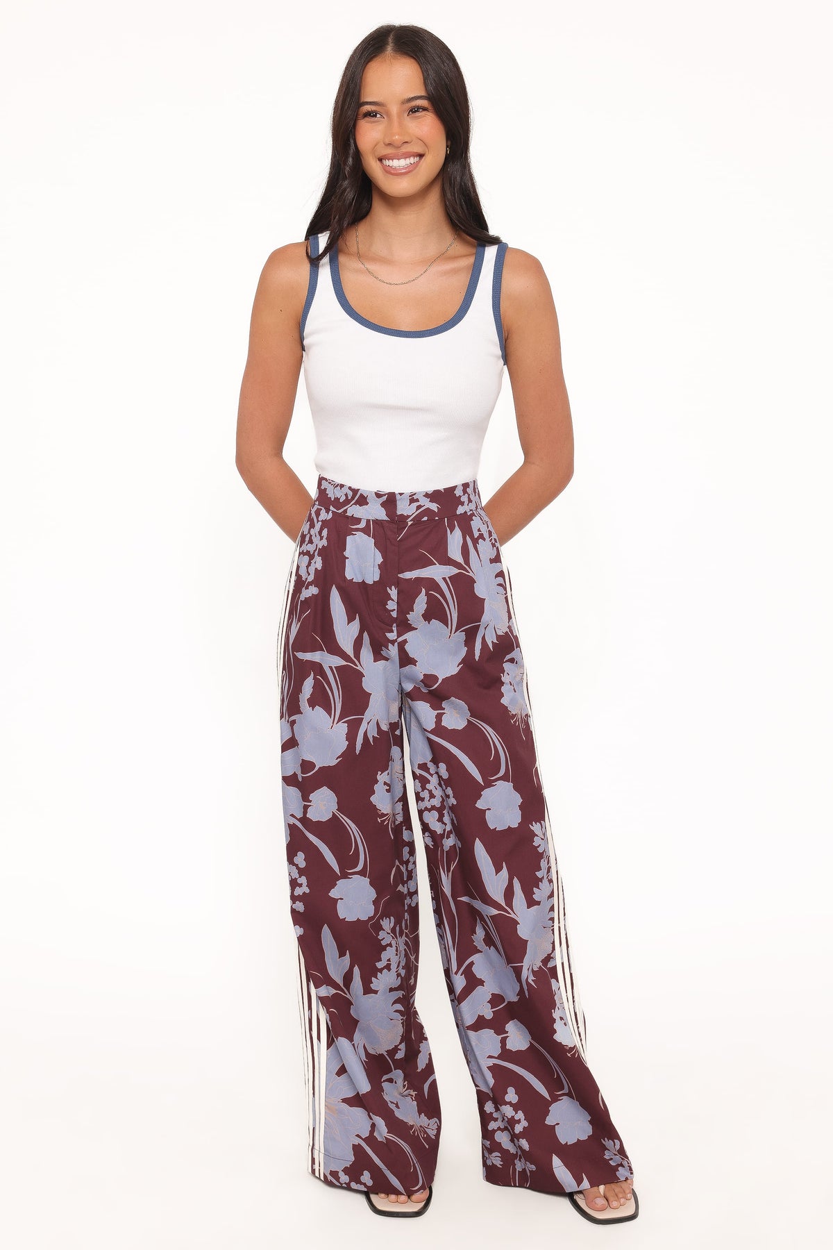 Aine Wide Leg Tailored Pant in Burgundy Floral – view 2 of 8