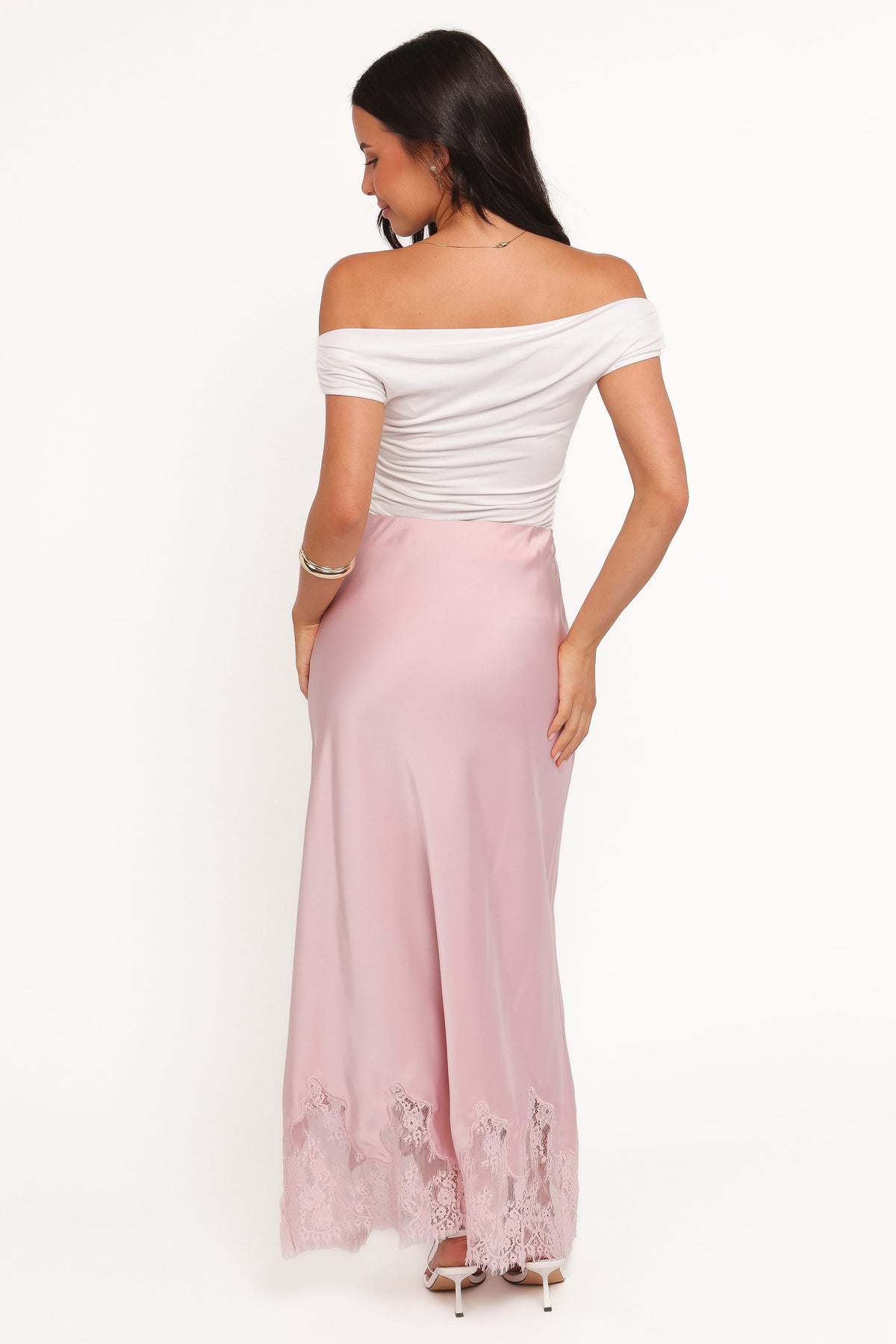 Alira Lace Trim Midi Skirt in Pale Pink – view 5 of 7