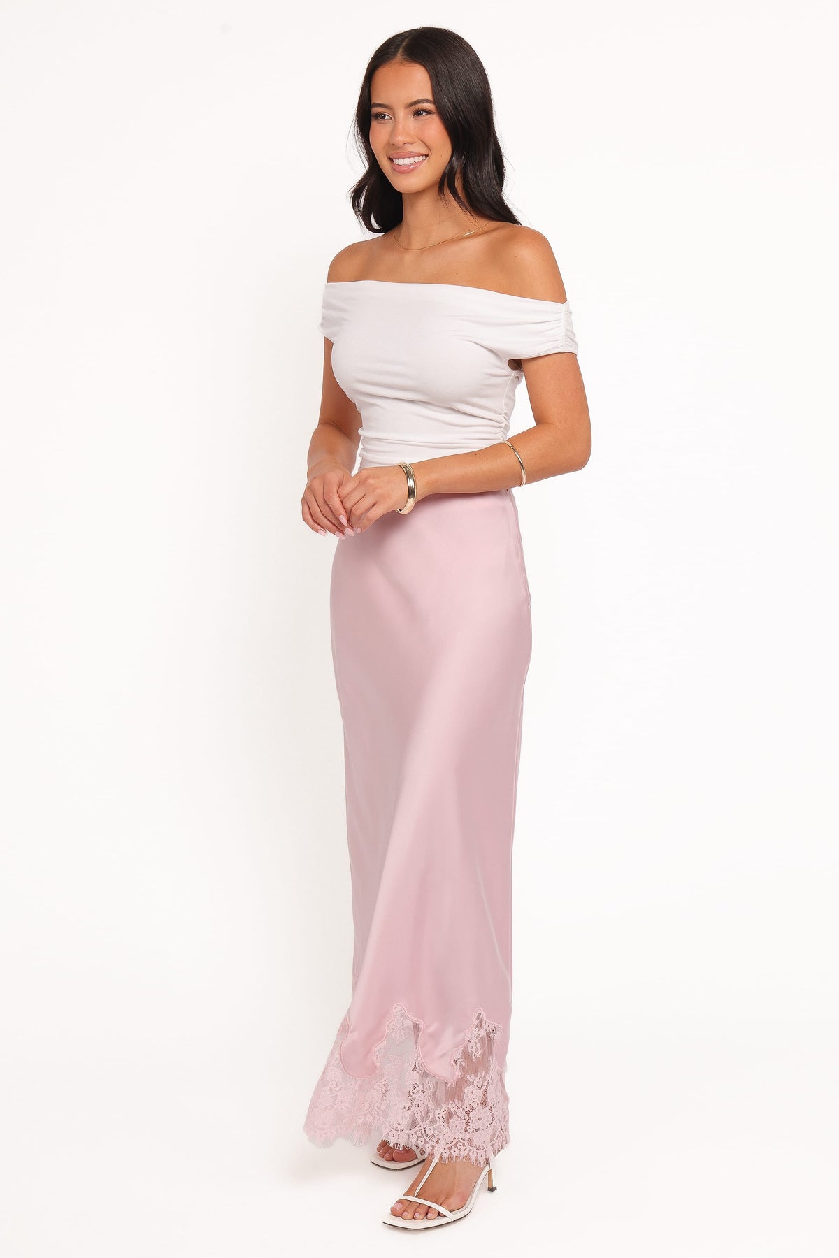 Alira Lace Trim Midi Skirt in Pale Pink – view 4 of 7