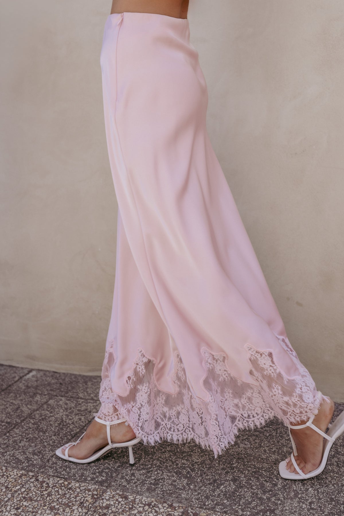 Alira Lace Trim Midi Skirt in Pale Pink – view 7 of 7