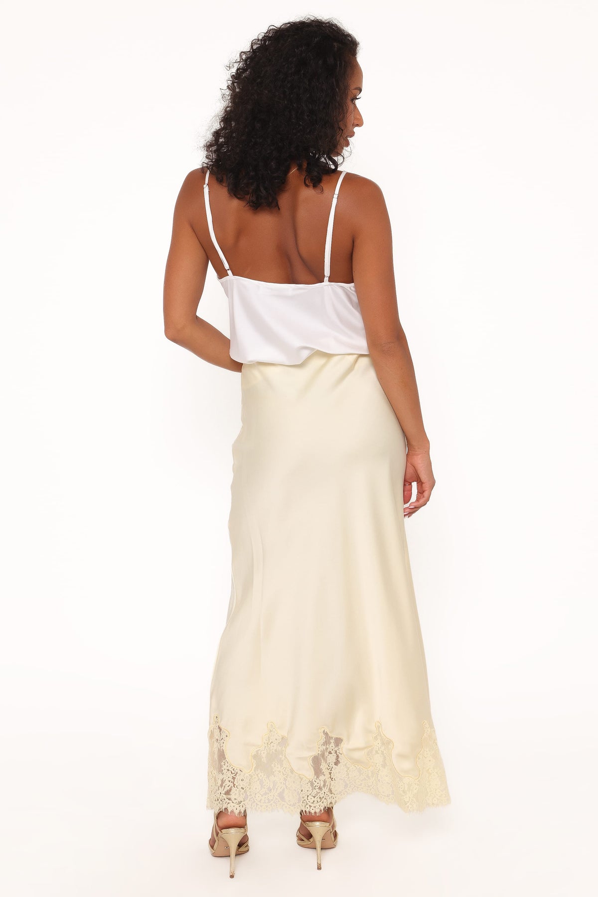 Alira Lace Trim Midi Skirt in Yellow – view 4 of 5