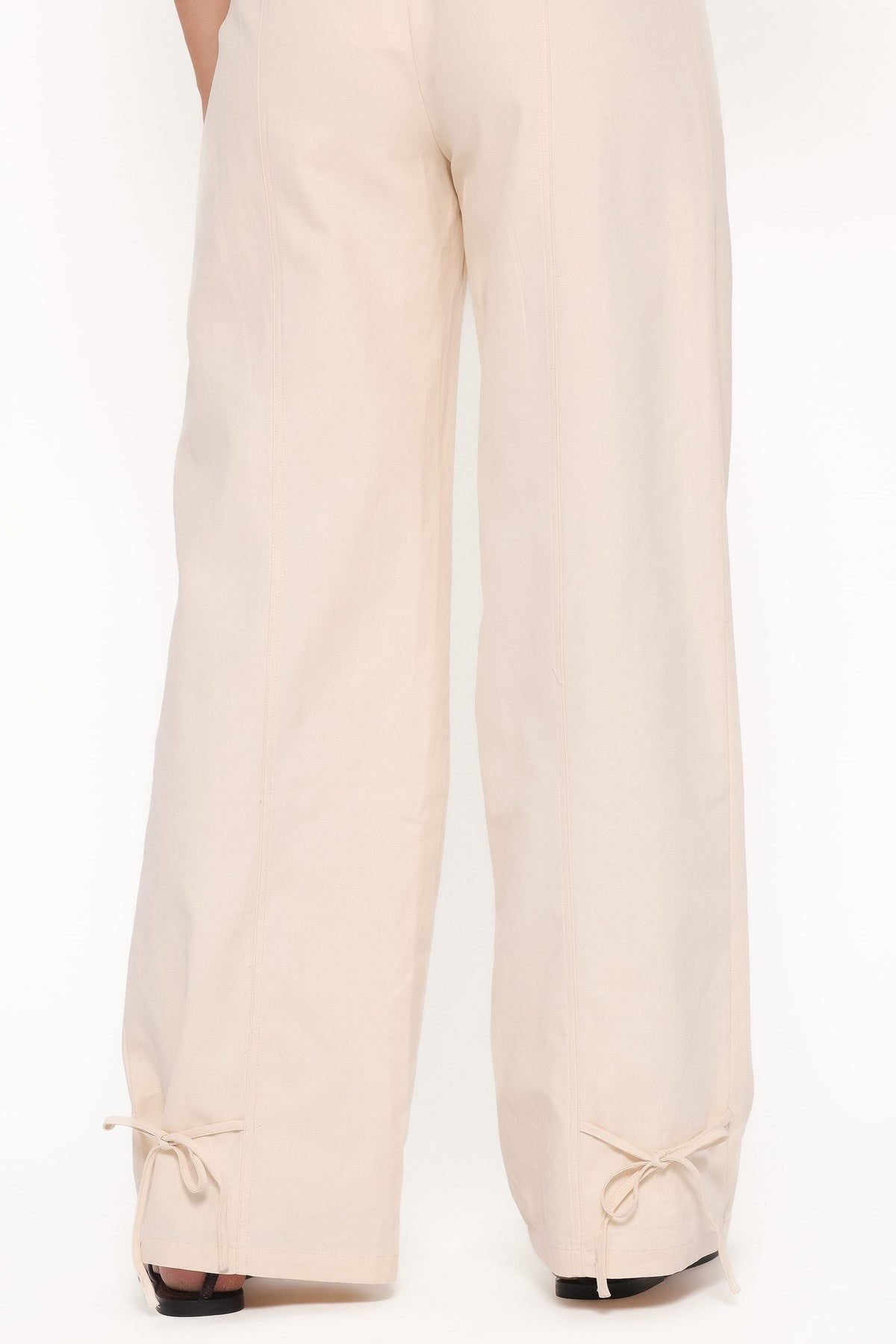 Asher Tie Detail Tapered Leg Pants in Cream – view 6 of 7