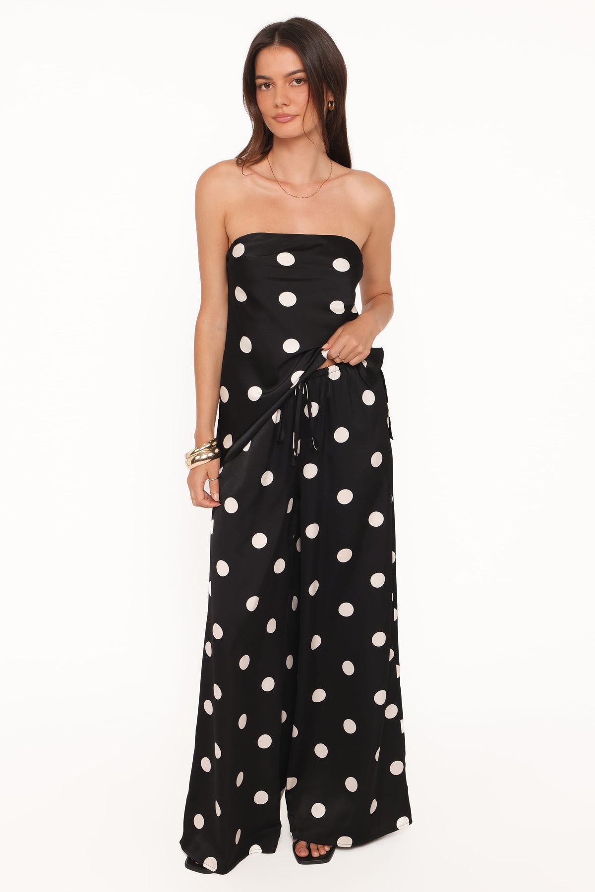 Belinda Drawstring Pant in Black/Cream – view 1 of 6