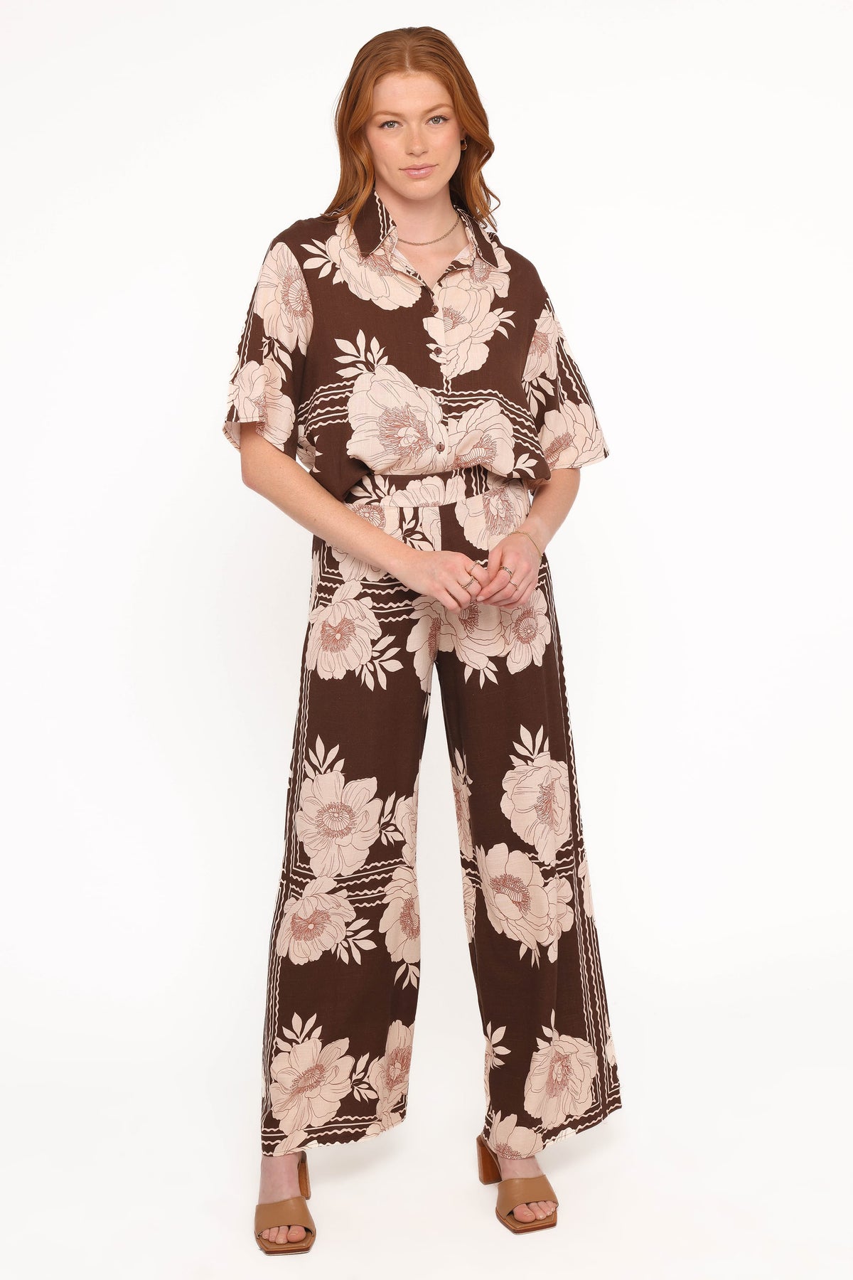 Bernadine Wide Leg Pant in Brown Floral – view 2 of 6
