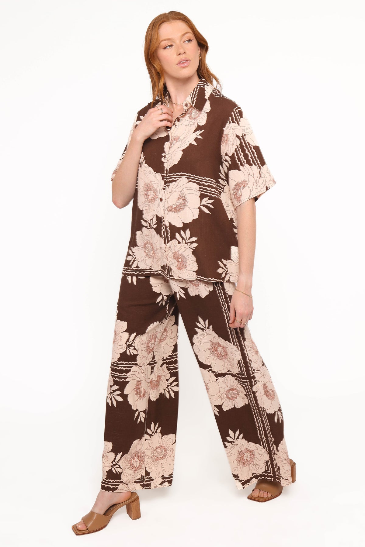 Bernadine Wide Leg Pant in Brown Floral – view 3 of 6