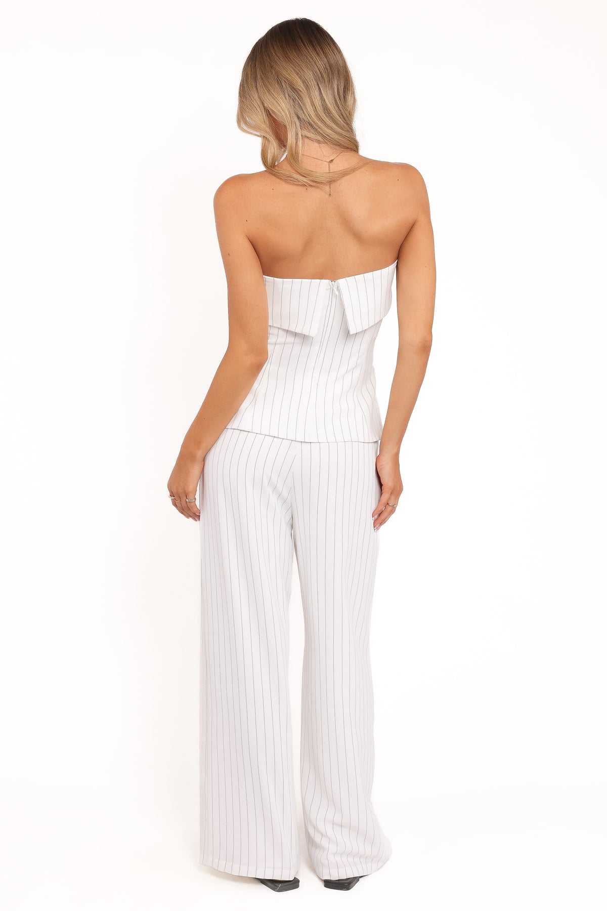 Blakely Wide Leg Pant in White Pinstripe – view 5 of 8