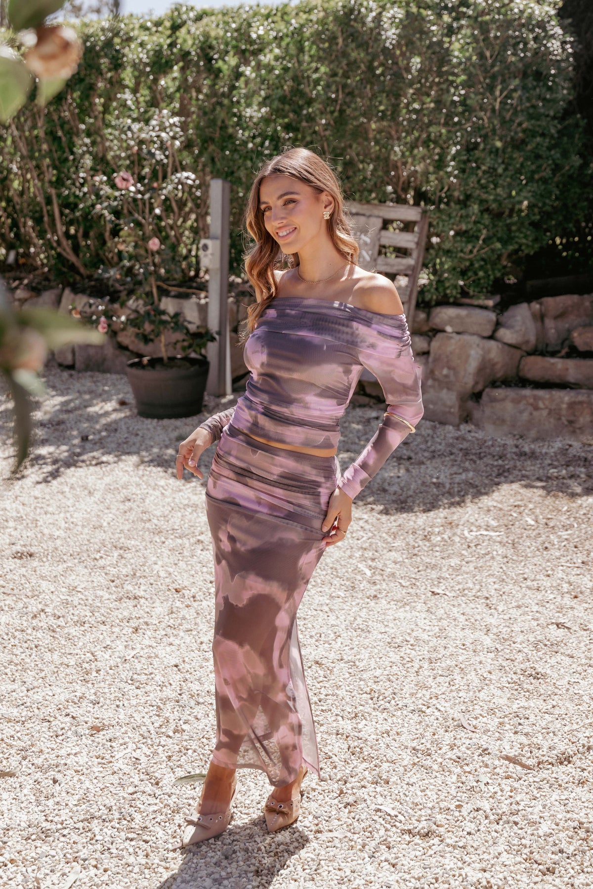Caelira Skirt in Pink/Brown Print – view 1 of 8