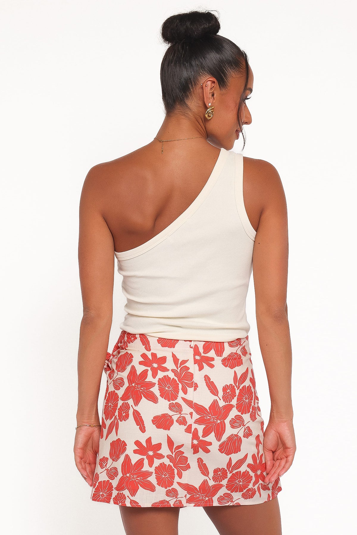 Calypso Wrap Mini Skirt in Red Floral – view 6 of 7
