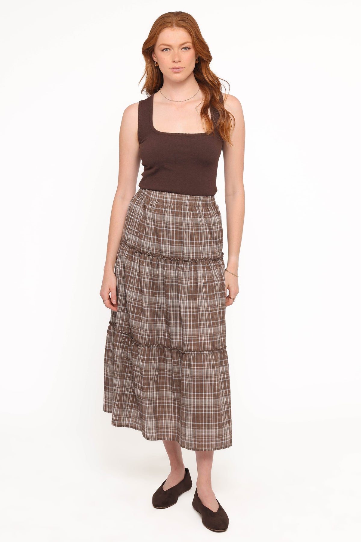 Campbell Tiered Maxi Skirt in Juno Check – view 5 of 6