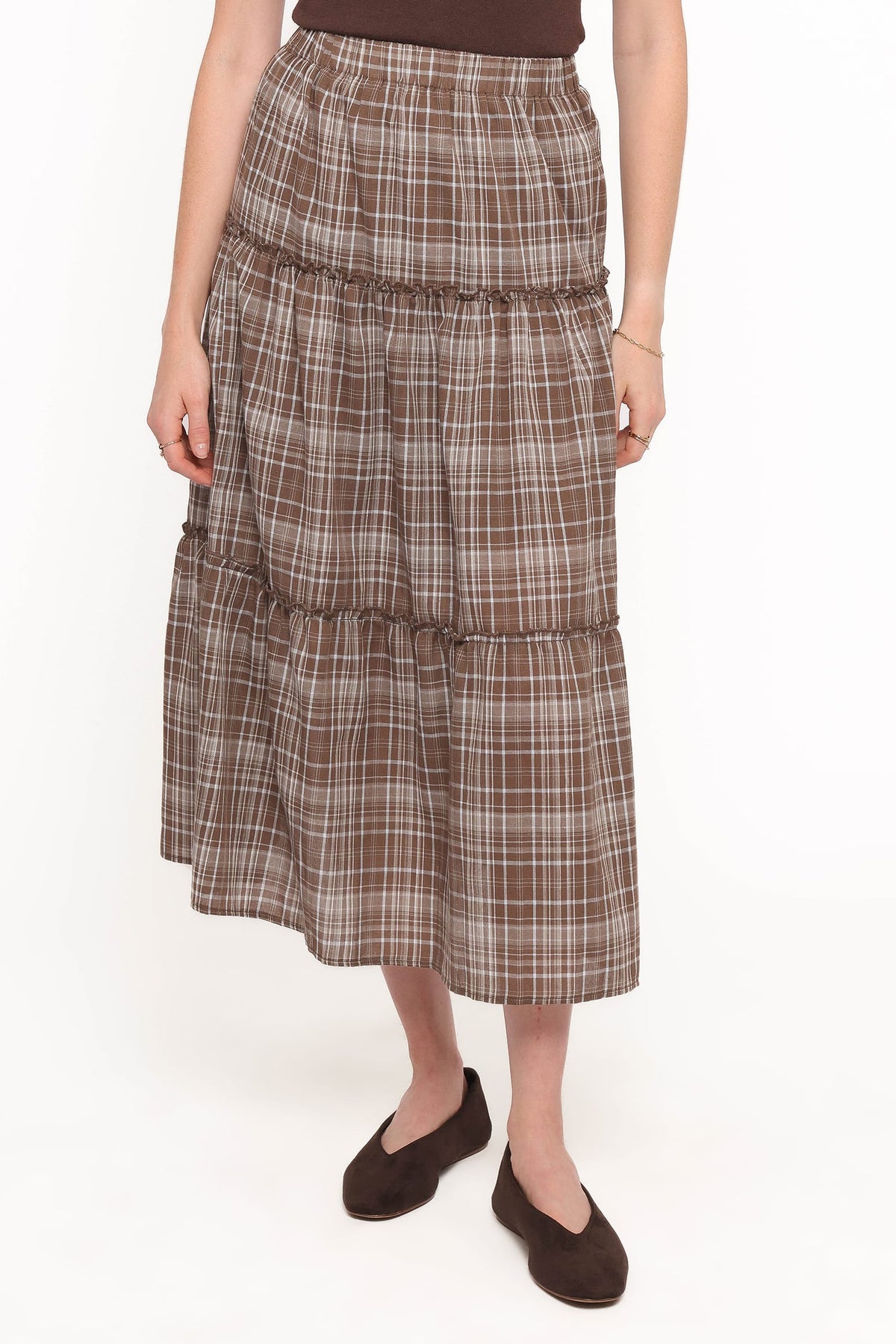 Campbell Tiered Maxi Skirt in Juno Check – view 2 of 6