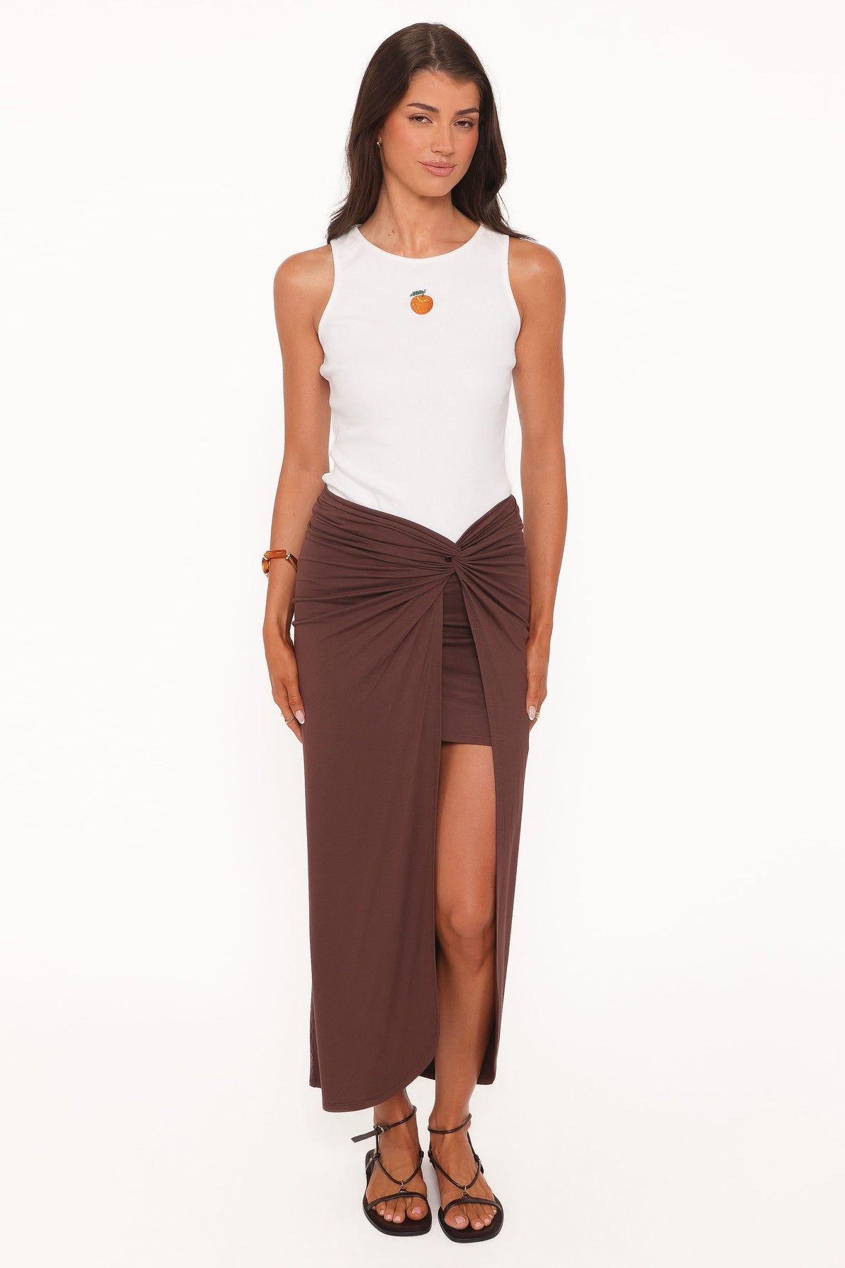 Cassandra Sarong Skirt in Dark Brown – view 2 of 5
