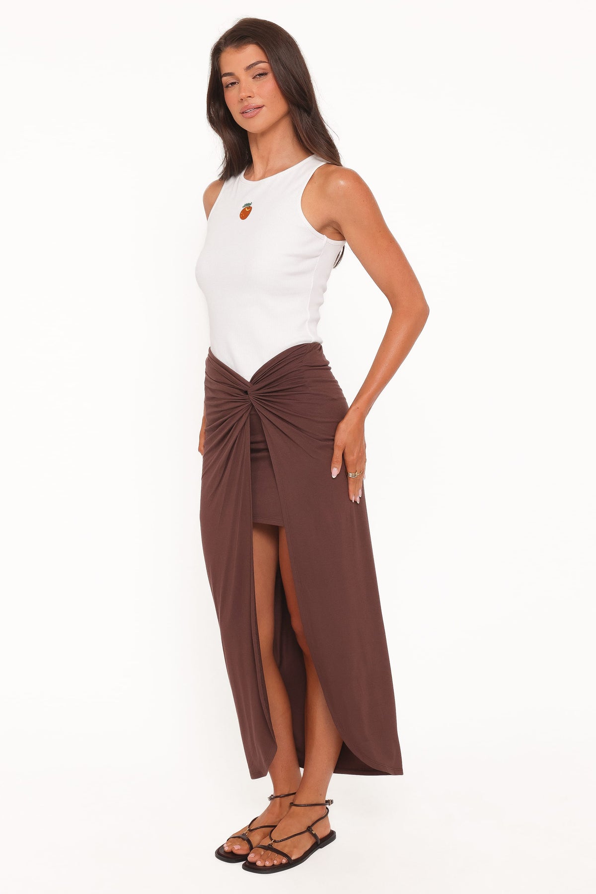 Cassandra Sarong Skirt in Dark Brown – view 3 of 5